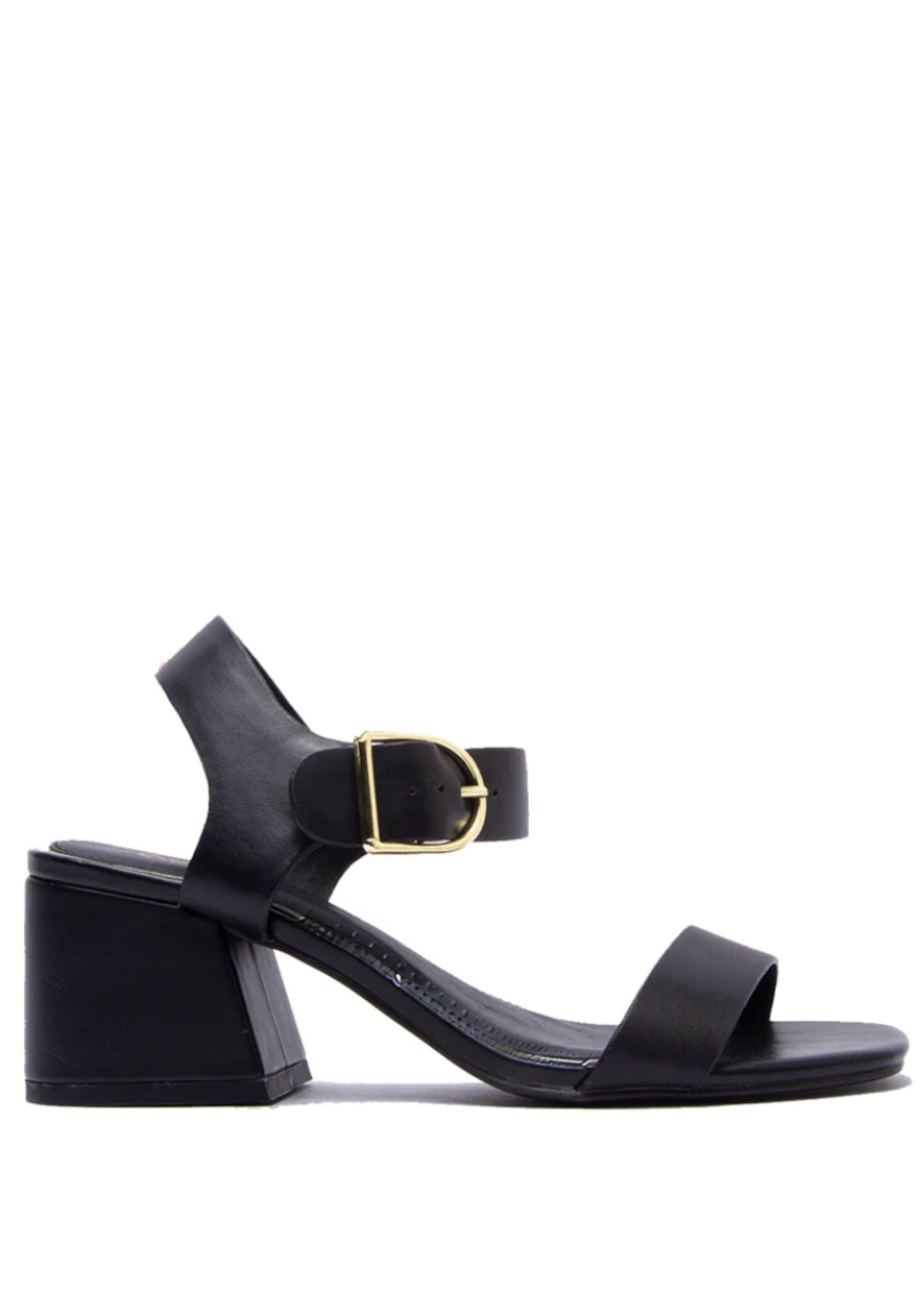 One Band Ankle Strap Block Heel Sandal Shoes