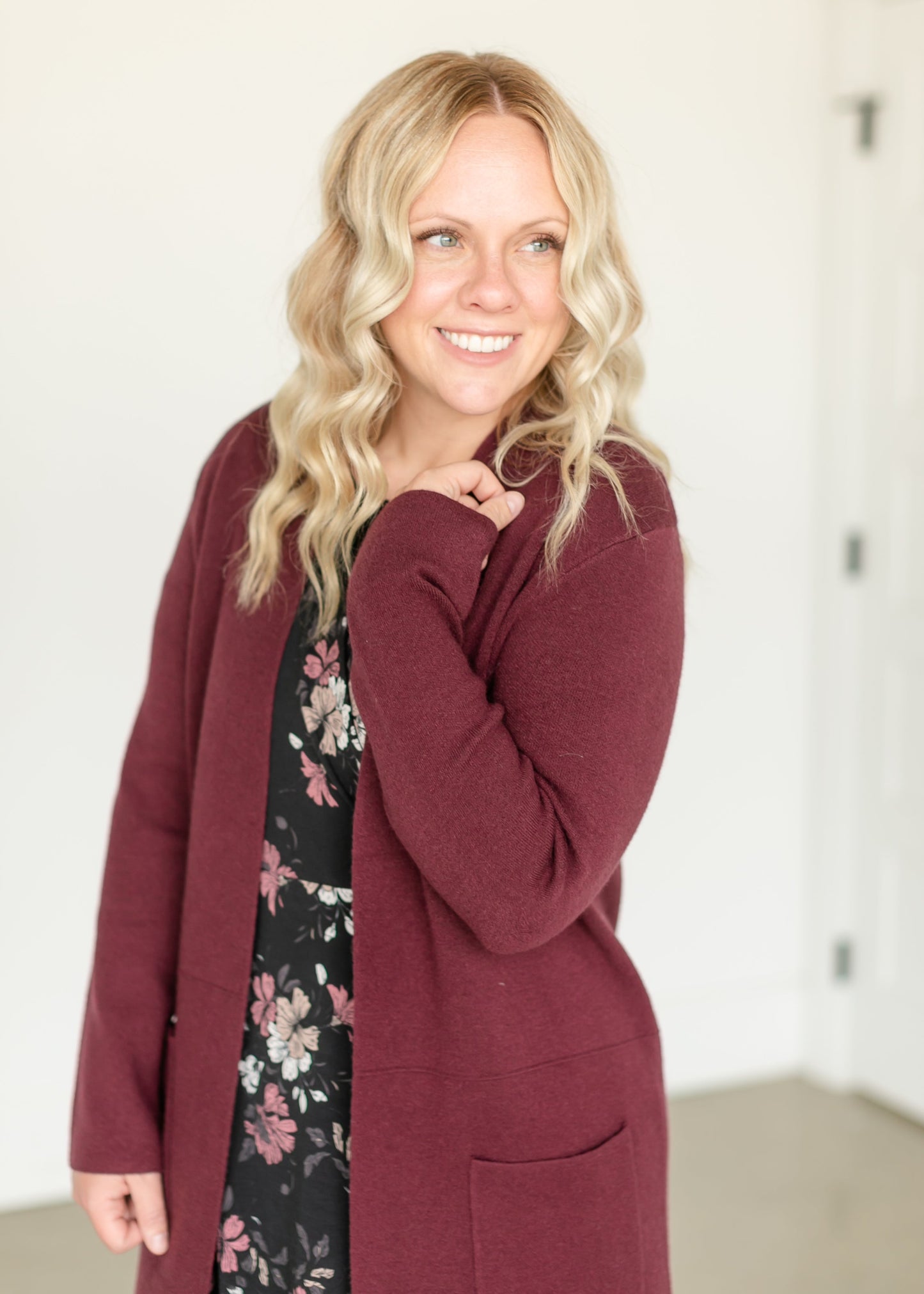 Open Front Knit Cardigan Coat FF Tops