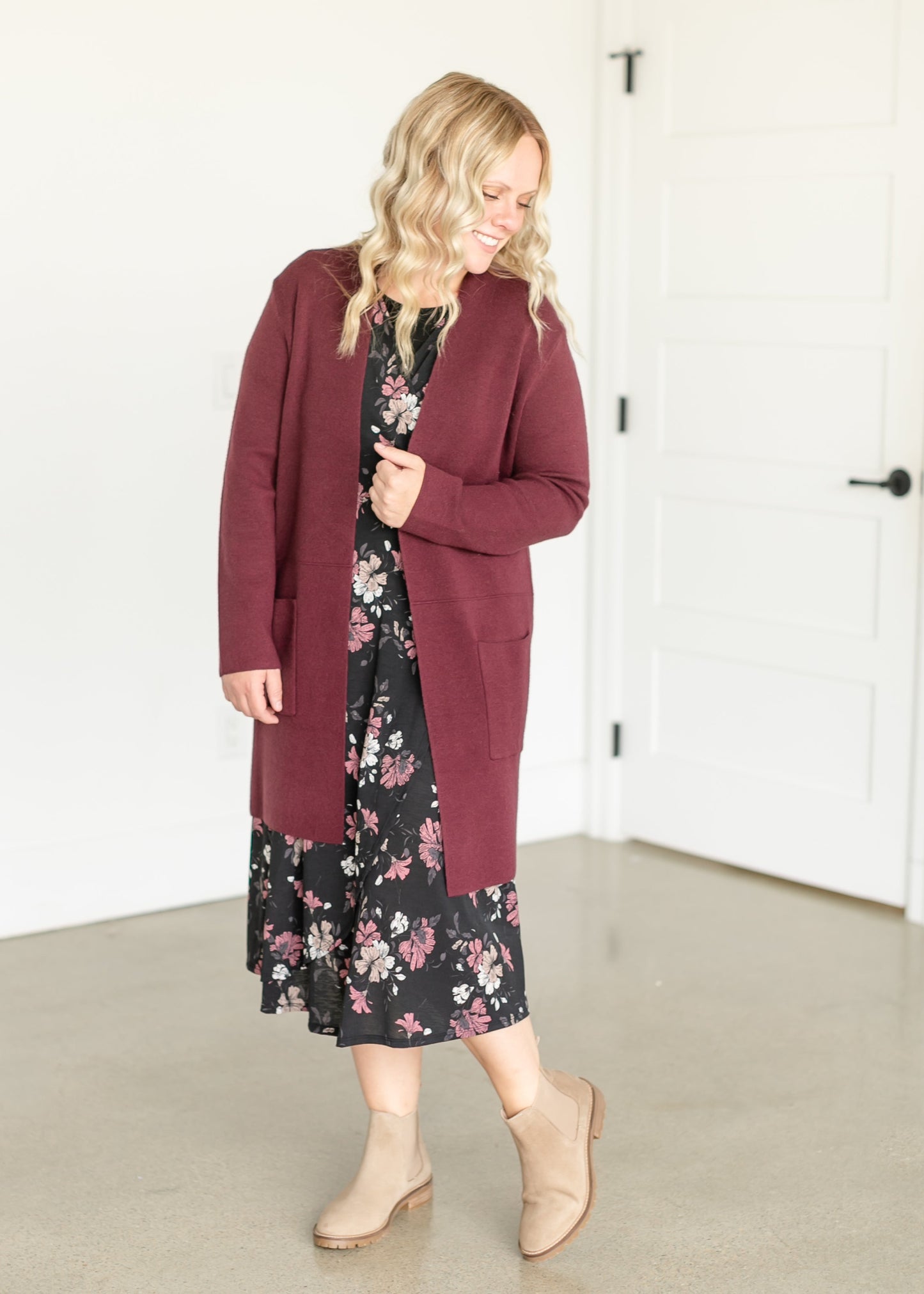 Open Front Knit Cardigan Coat FF Tops