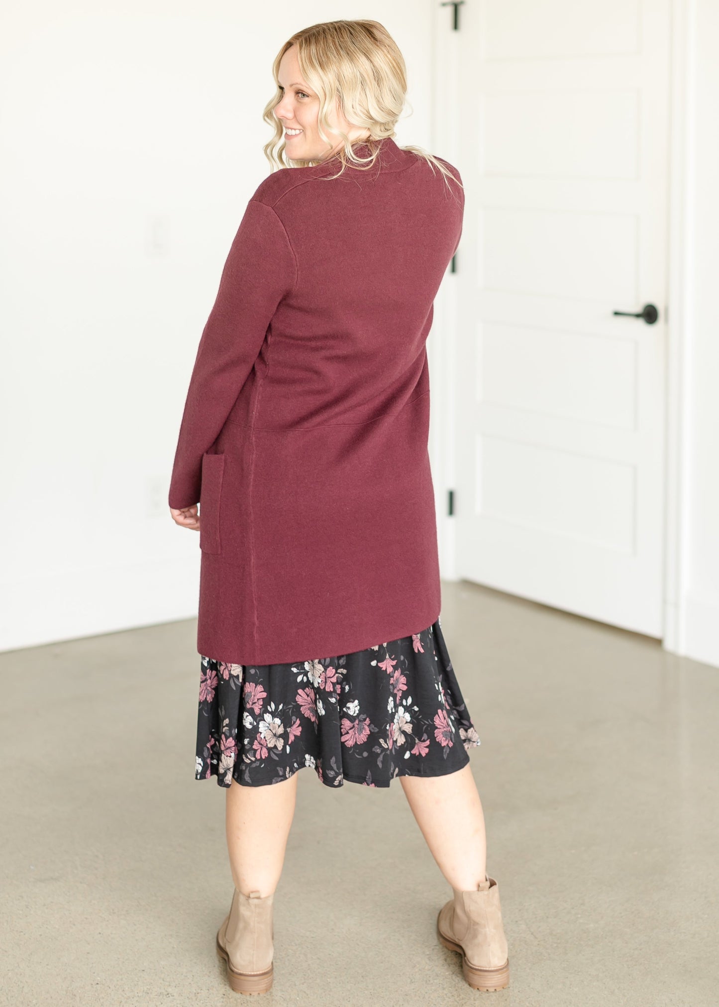 Open Front Knit Cardigan Coat FF Tops