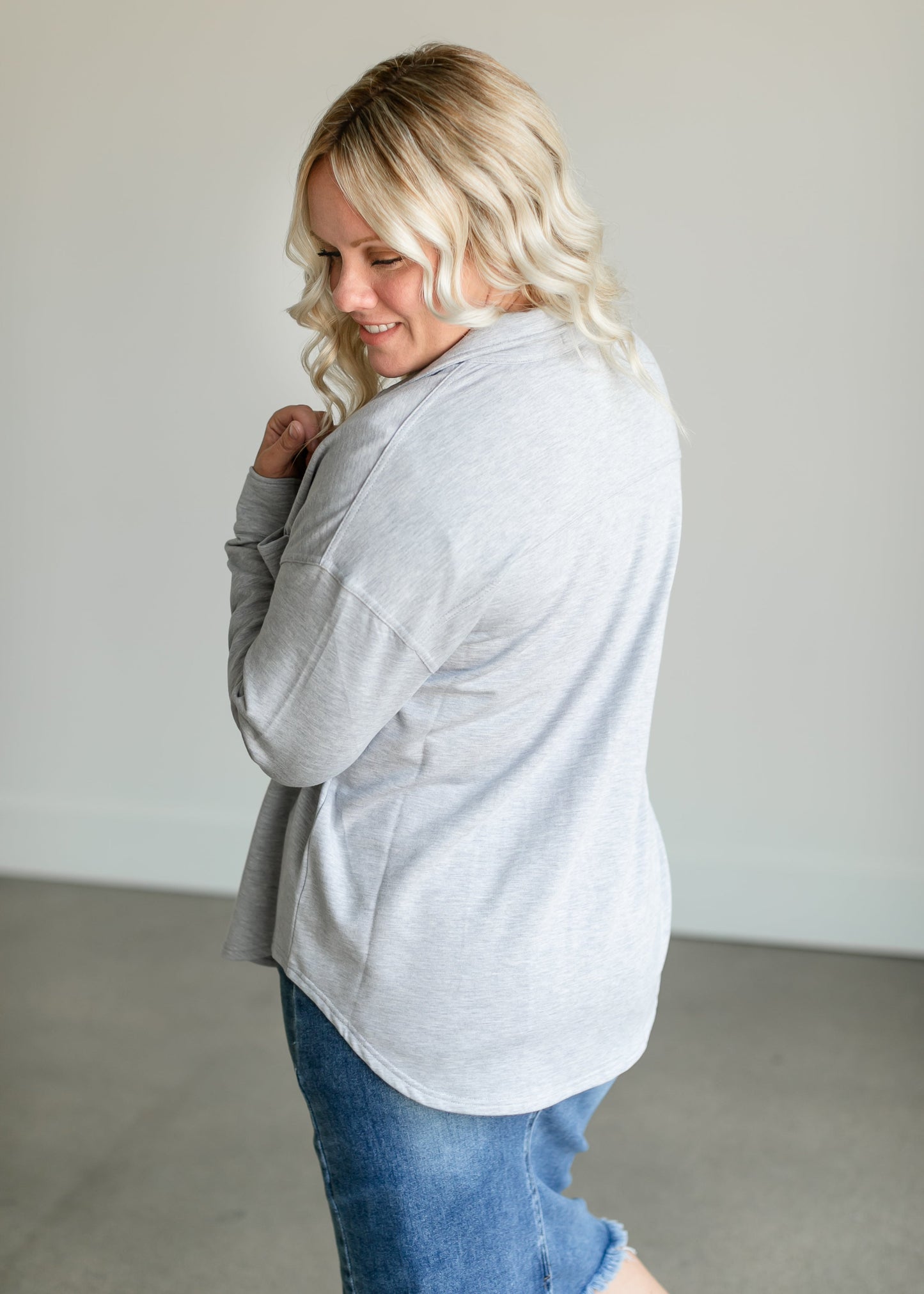 Oversized Heather Gray Shacket FF Tops