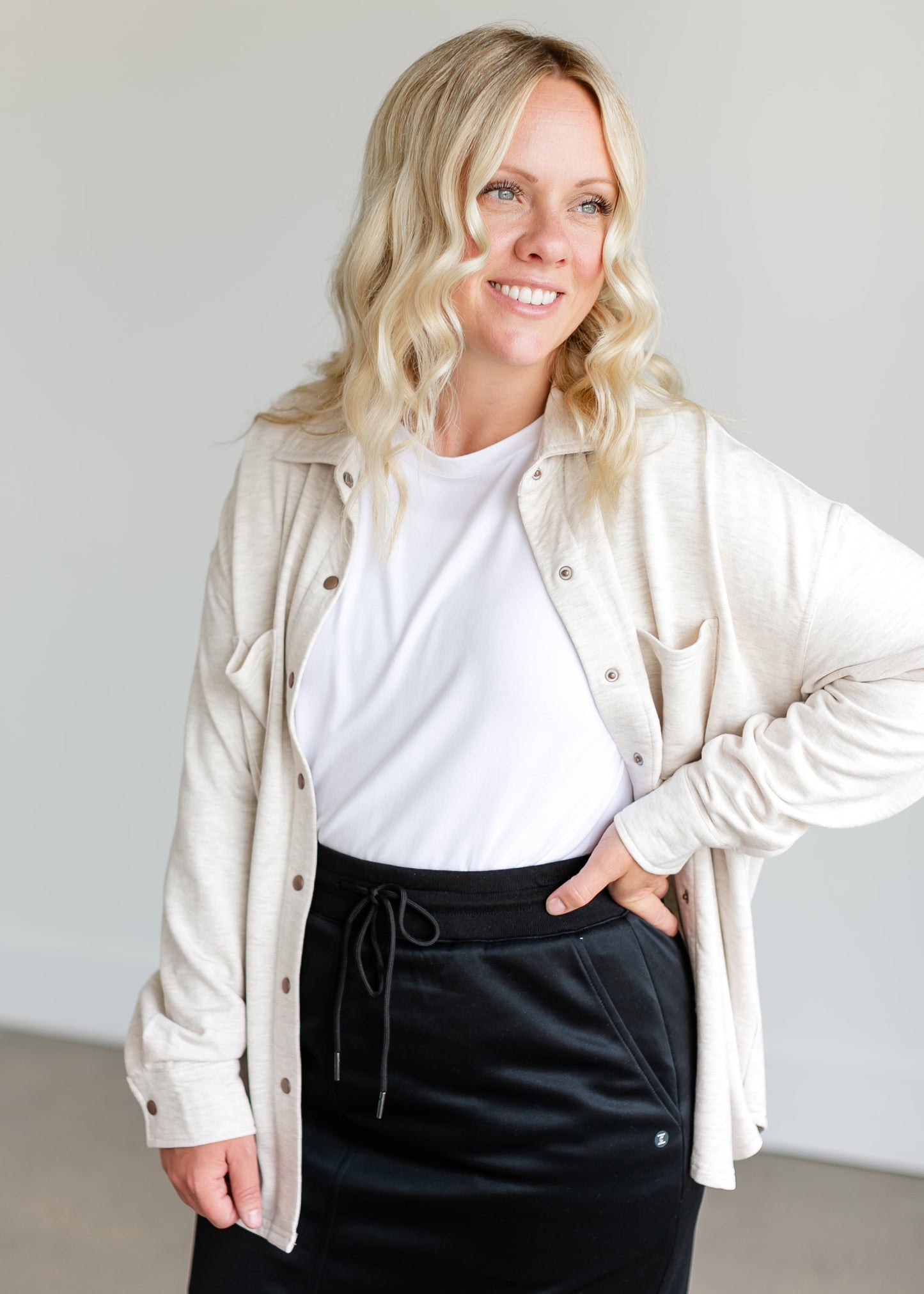 Oversized WFH Modal Shacket FF Tops Oatmeal / XS