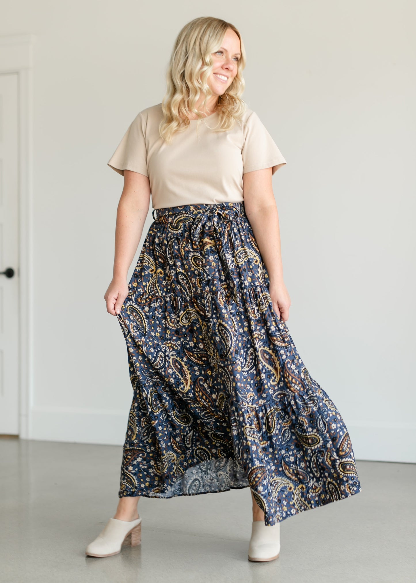 Paisley Floral Tiered Maxi Skirt FF Skirts