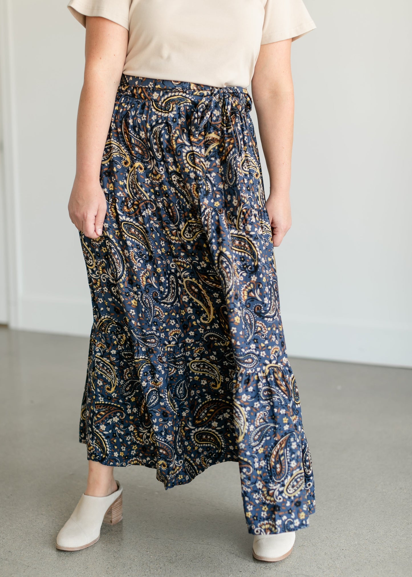 Paisley Floral Tiered Maxi Skirt FF Skirts
