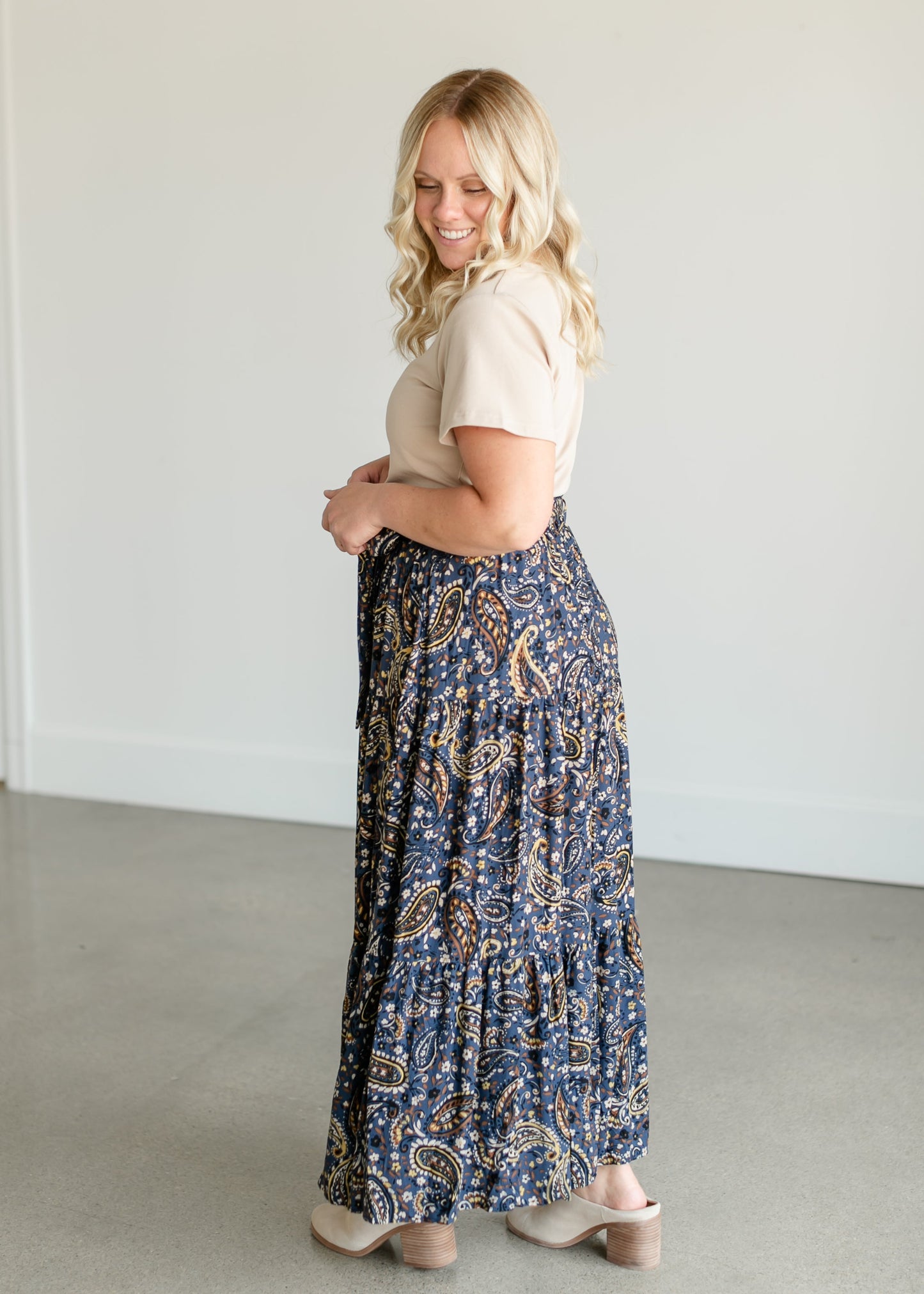 Paisley Floral Tiered Maxi Skirt FF Skirts