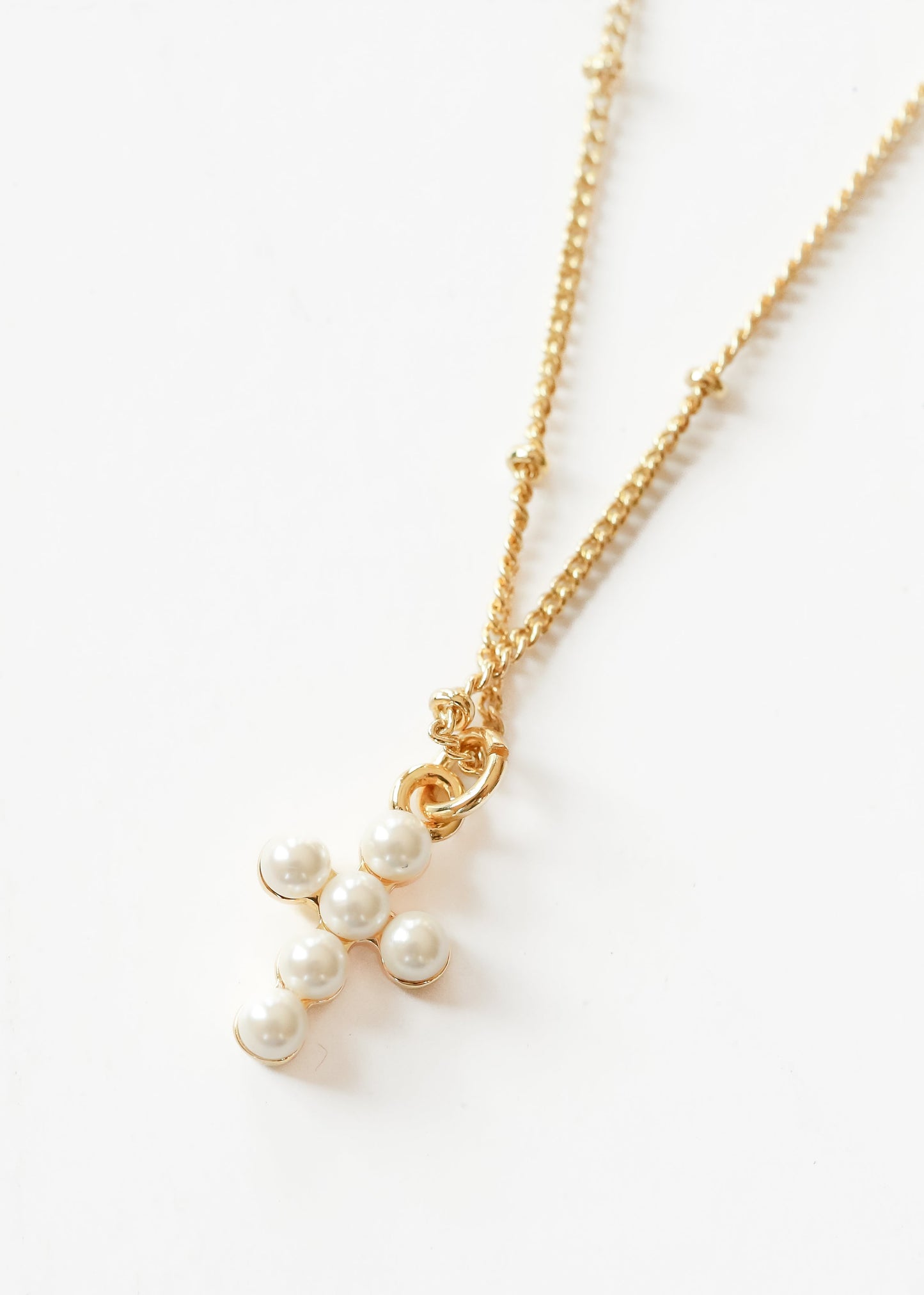 Pearl Cross Pendent Necklace Accessory