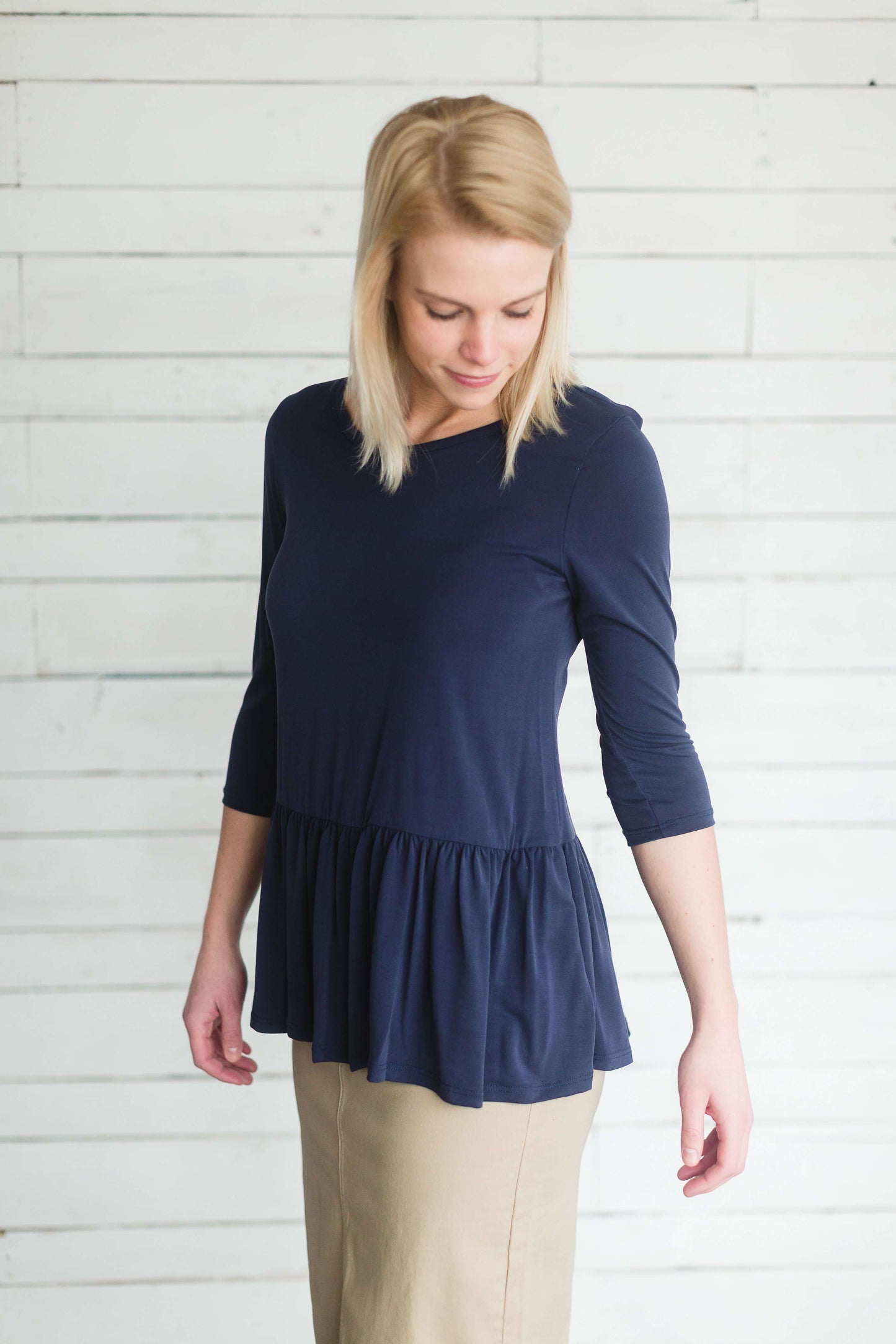 Peplum Solid Top-FINAL SALE FF Tops