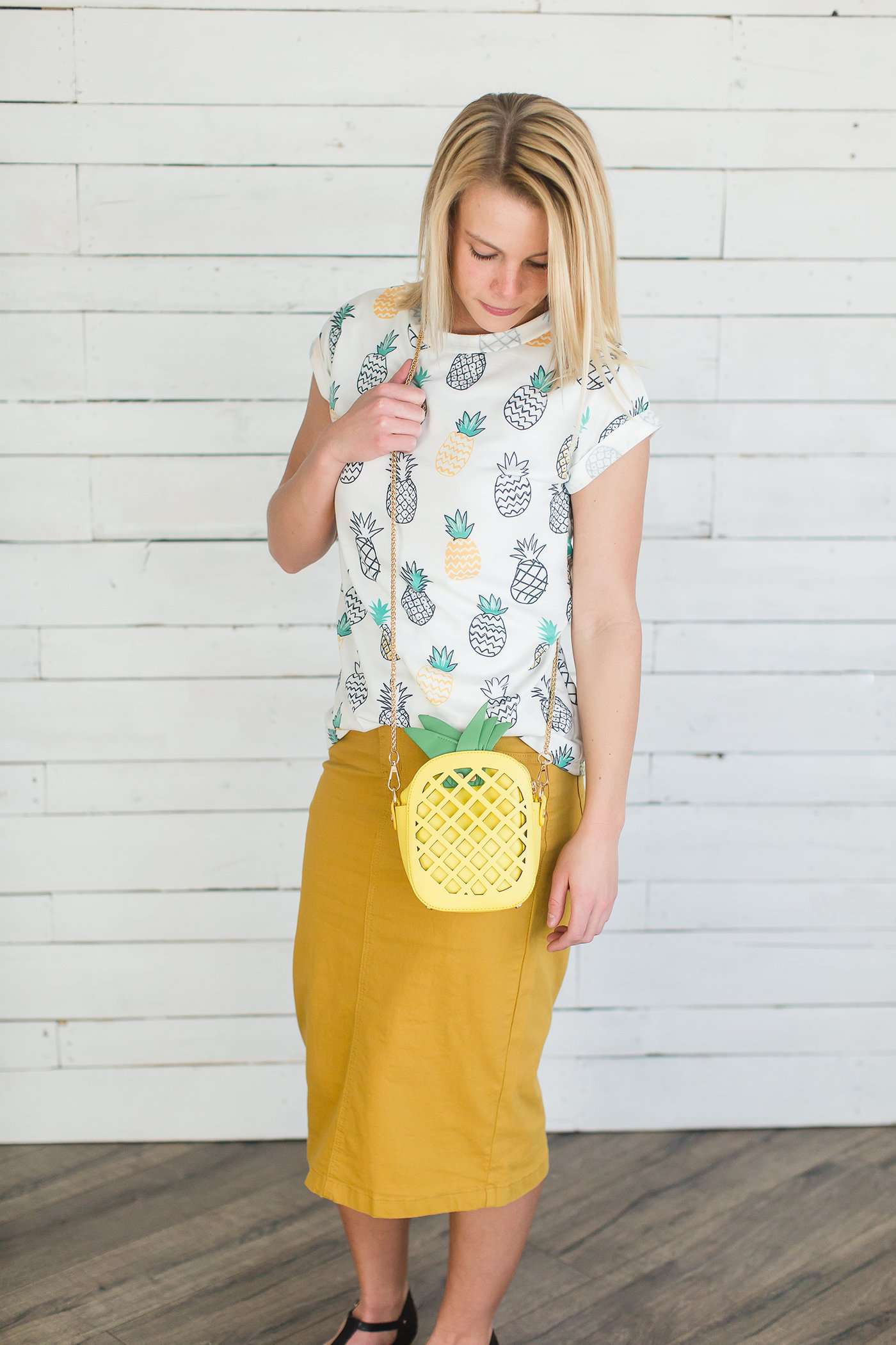 Pineapple Print Tee-FINAL SALE FF Tops