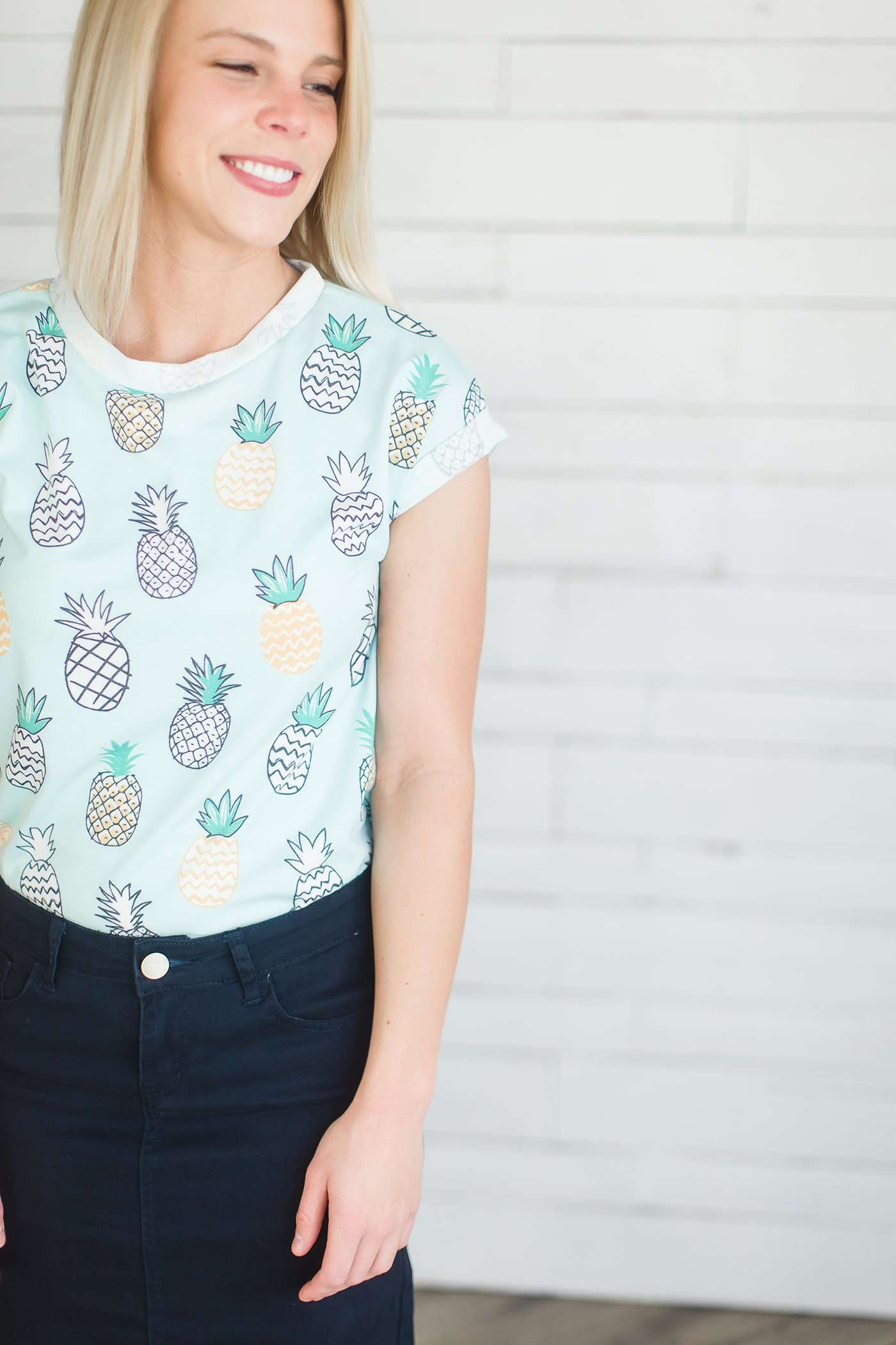 Pineapple Print Tee-FINAL SALE FF Tops Mint / S