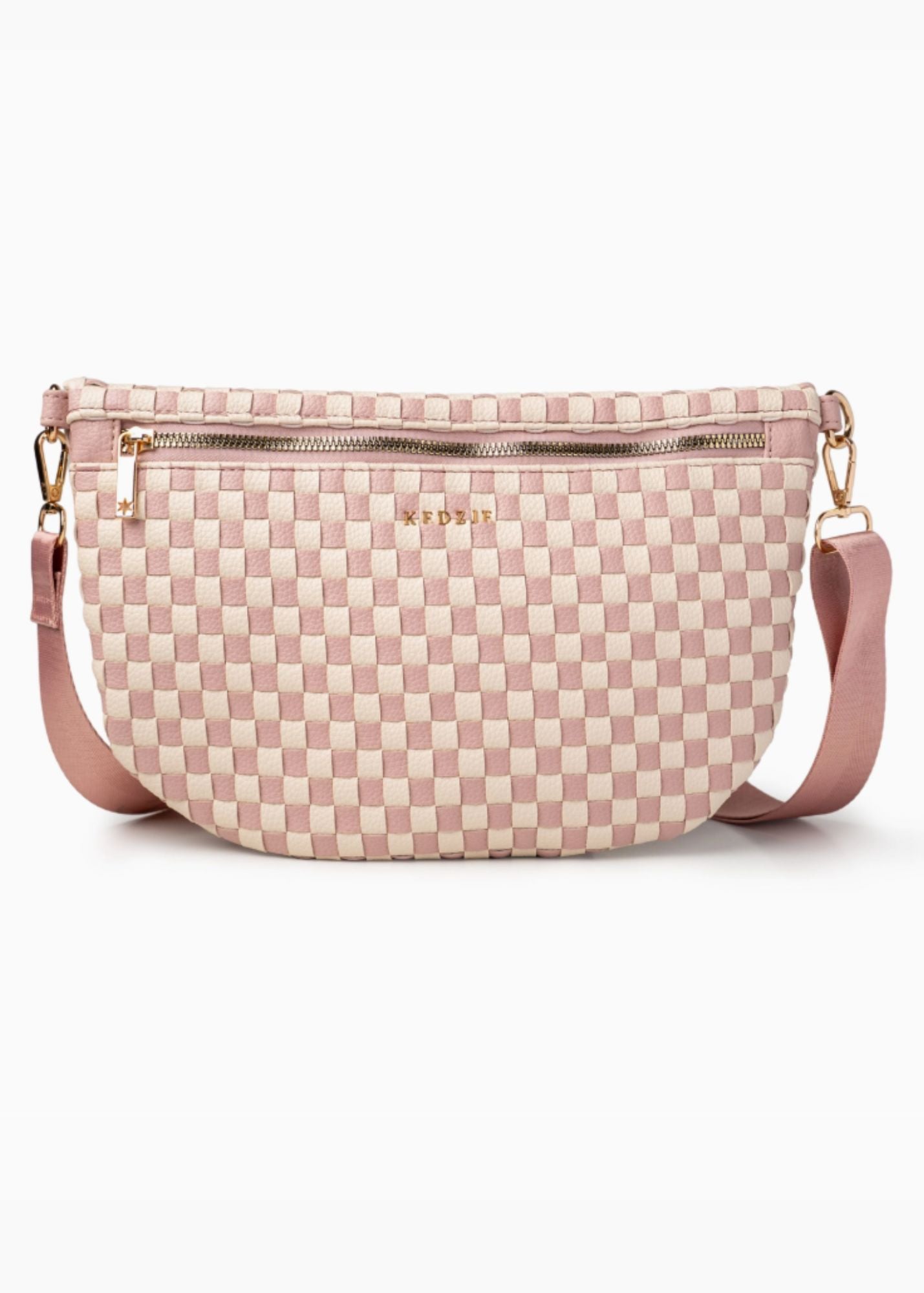Pink Check Terrace Woven Crossbody Bag Accessory