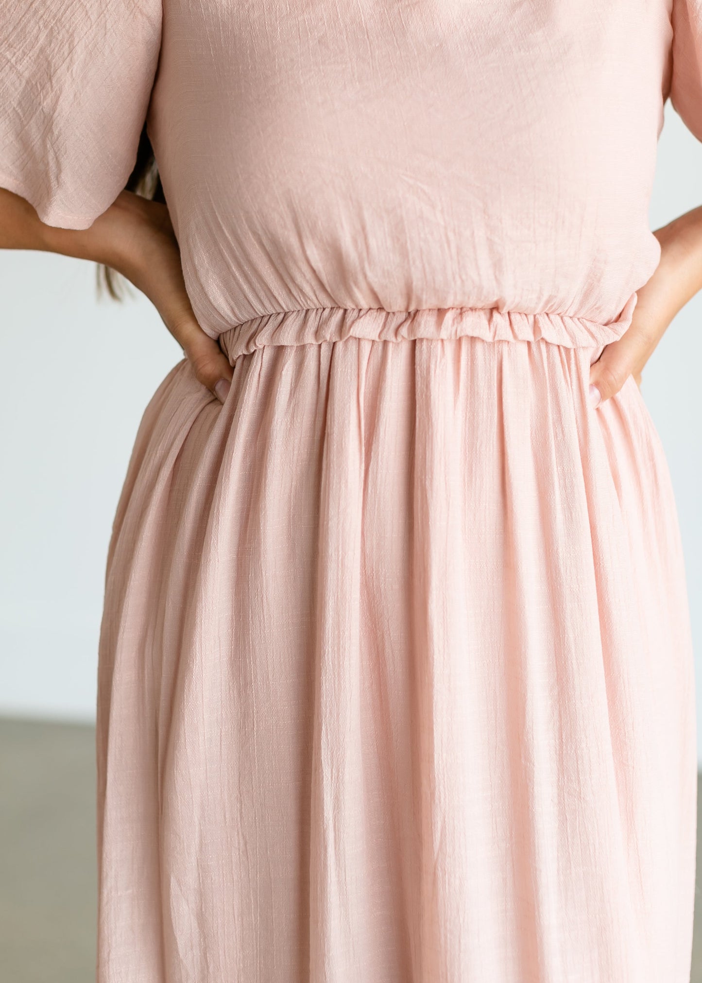 Pink V-neck Ruffle Maxi Dress FF Dresses