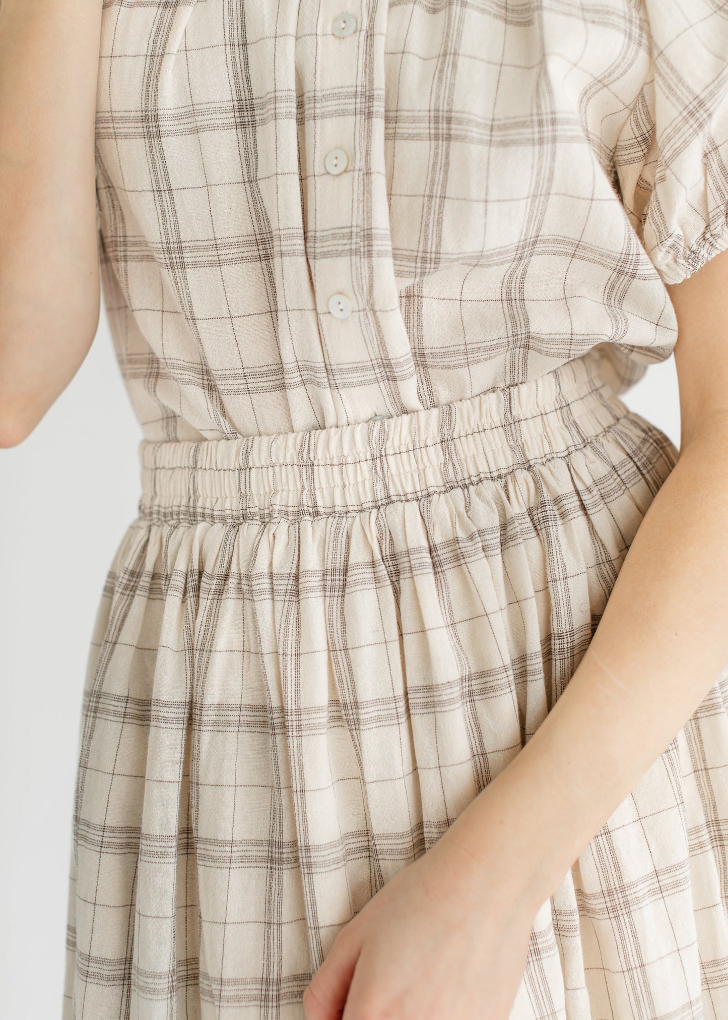 Plaid A-Line Stretch Waist Midi Skirt FF Skirts