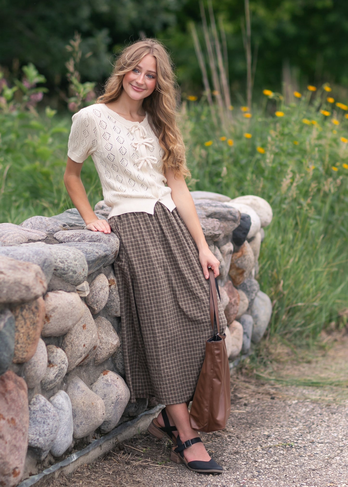 Plaid Cotton Midi Skirt FF Skirts
