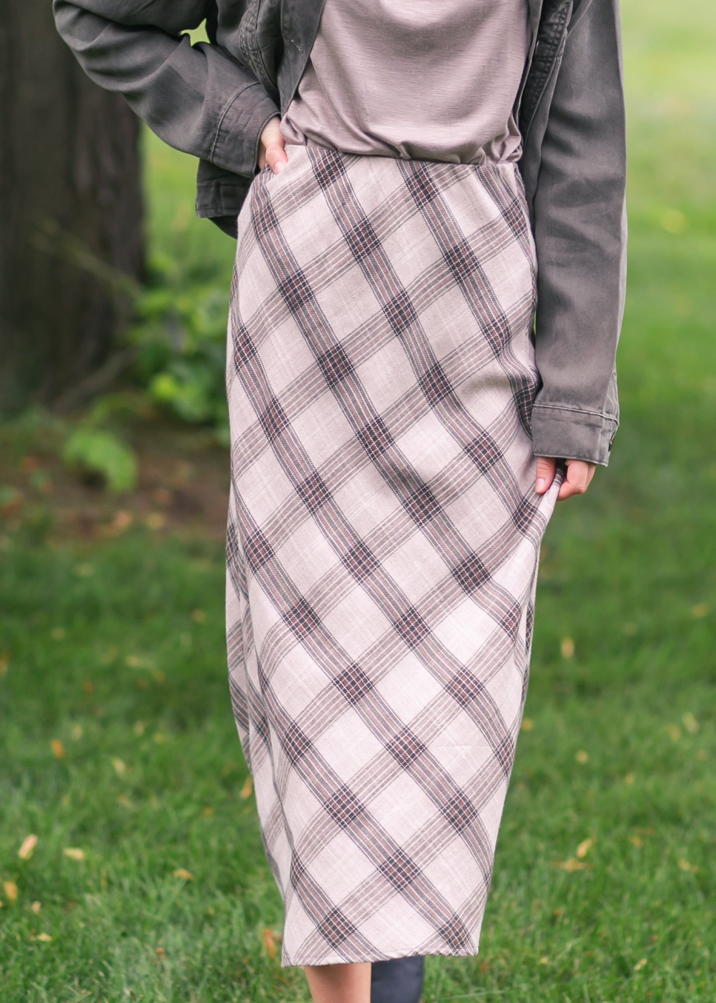 Plaid Print Midi Skirt FF Skirts