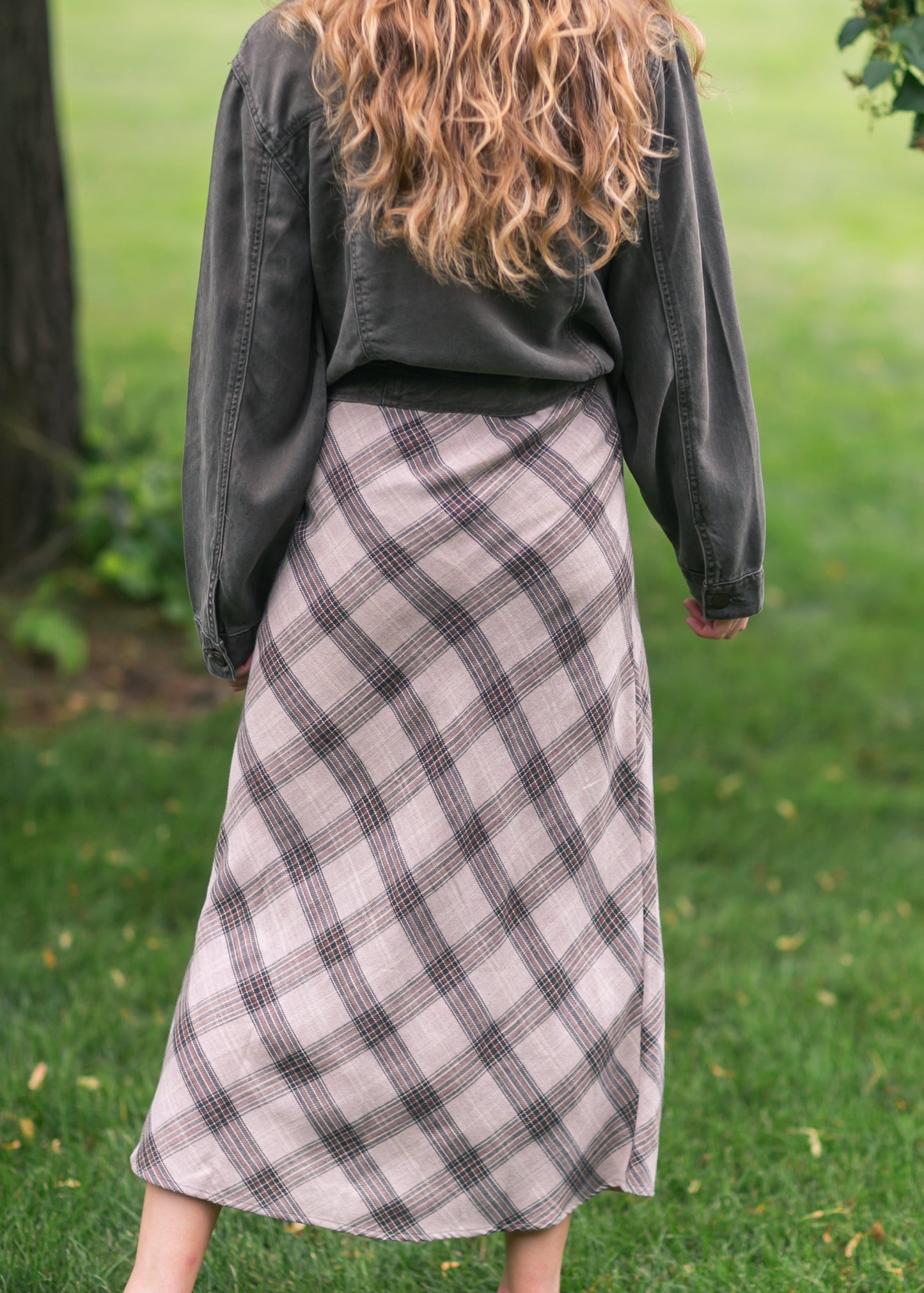 Plaid Print Midi Skirt FF Skirts