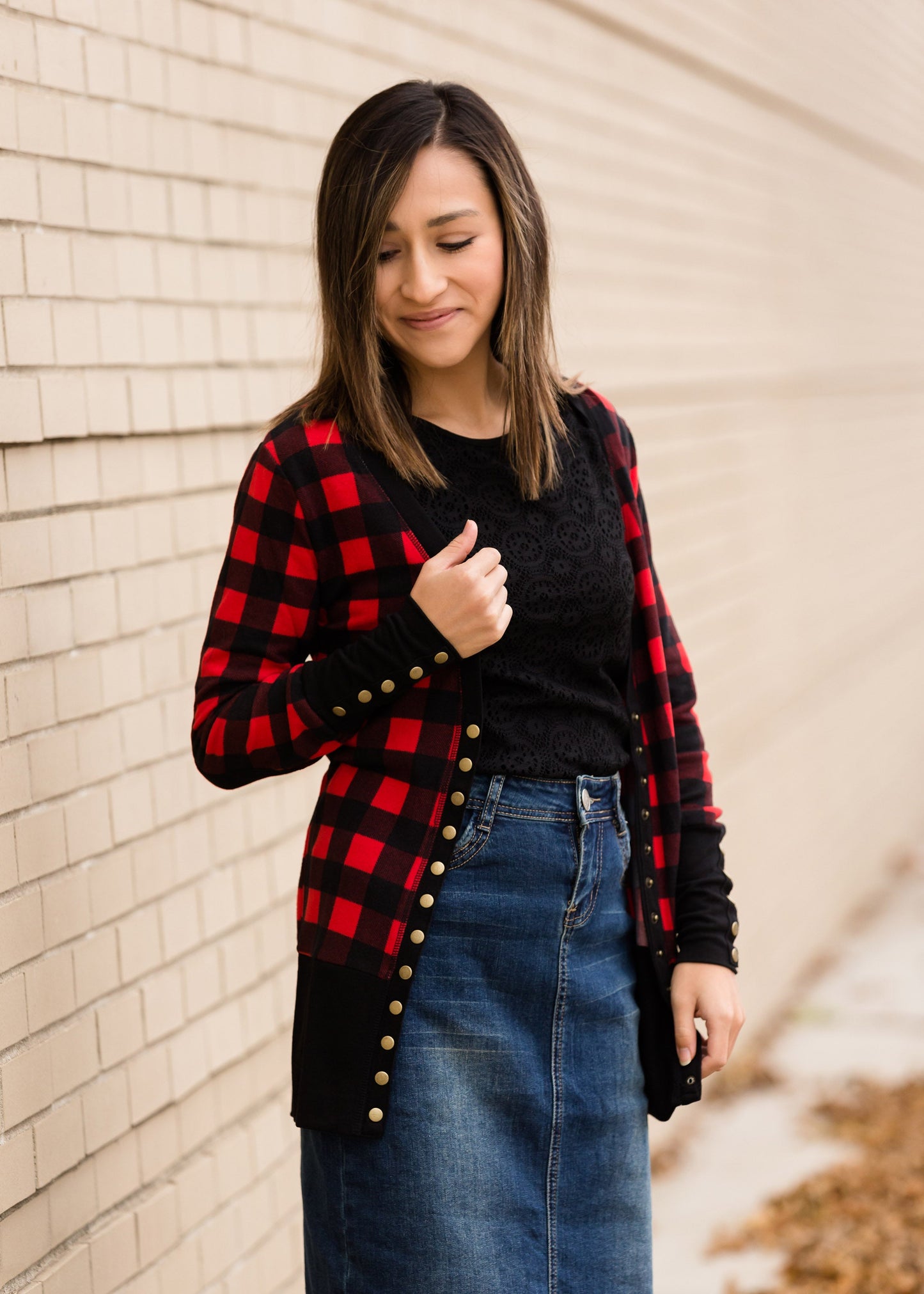 Plaid Snap Button Cardigan - FINAL SALE FF Layering Essentials Red / XS