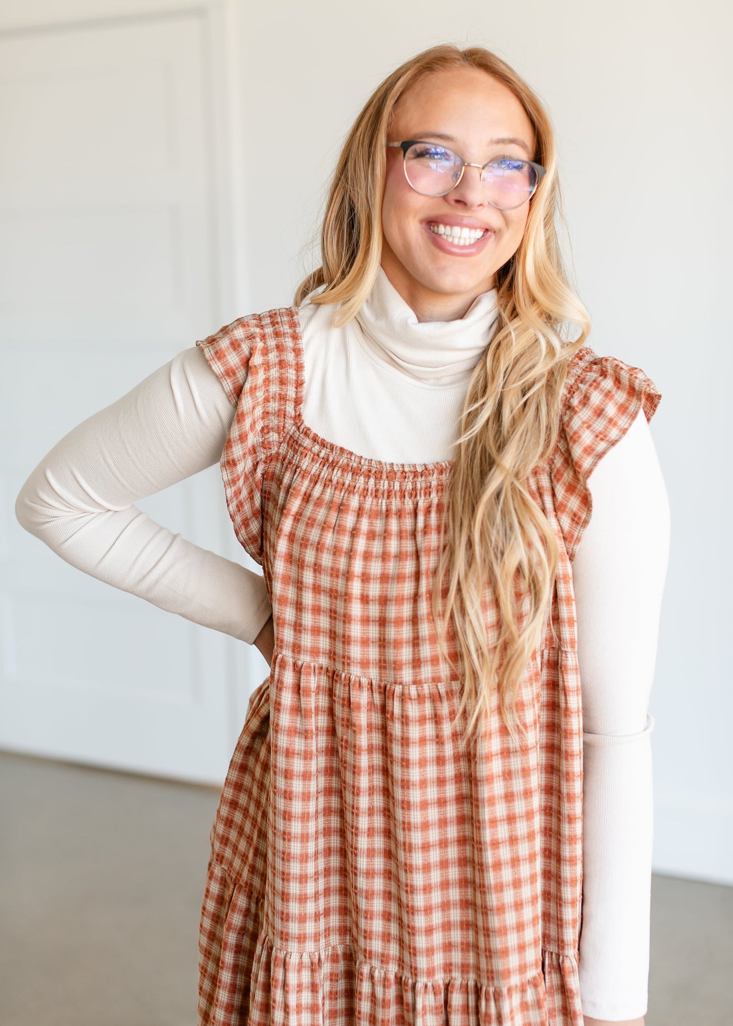 Plaid Tiered Midi Dress FF Dresses