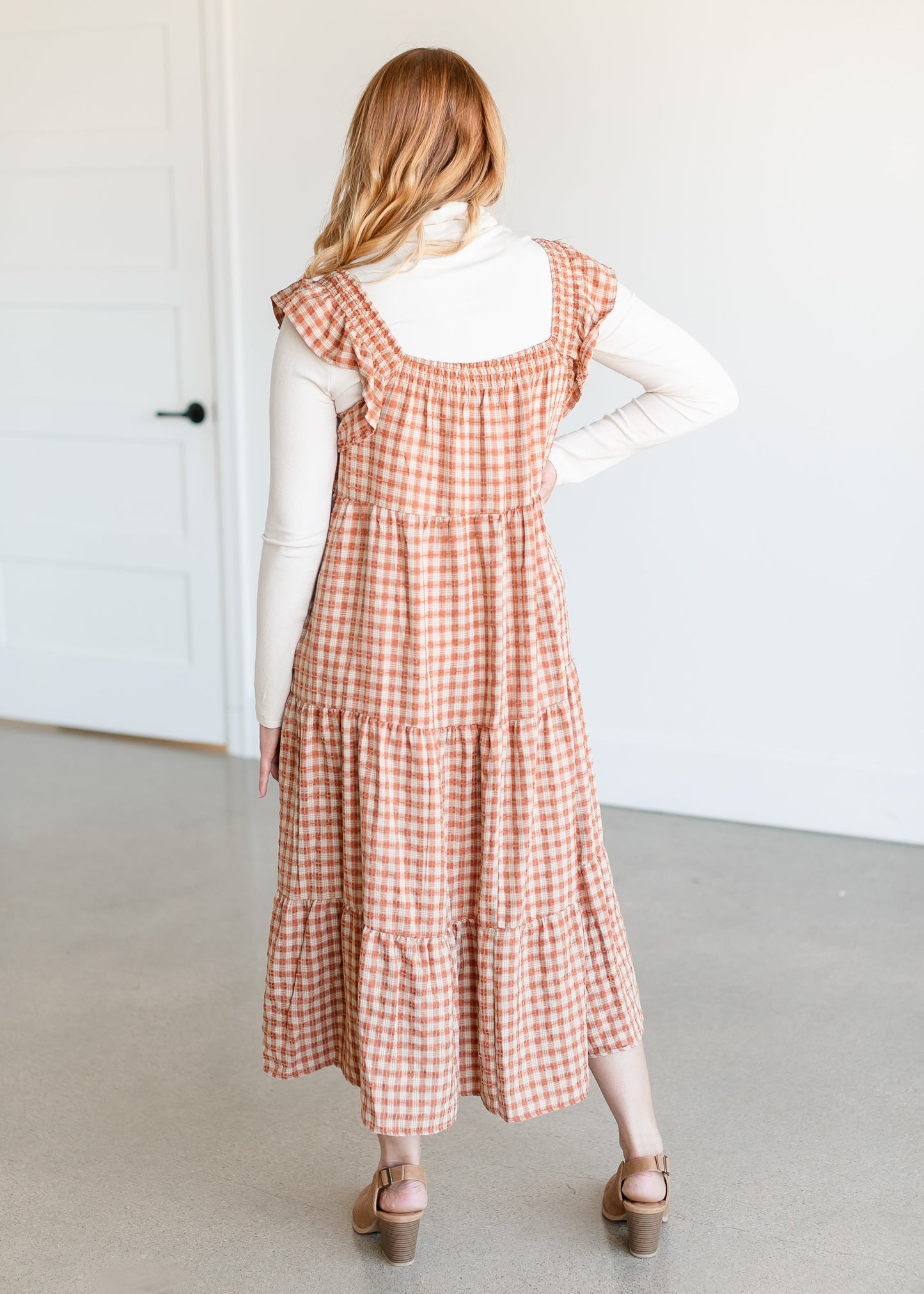 Plaid Tiered Midi Dress FF Dresses