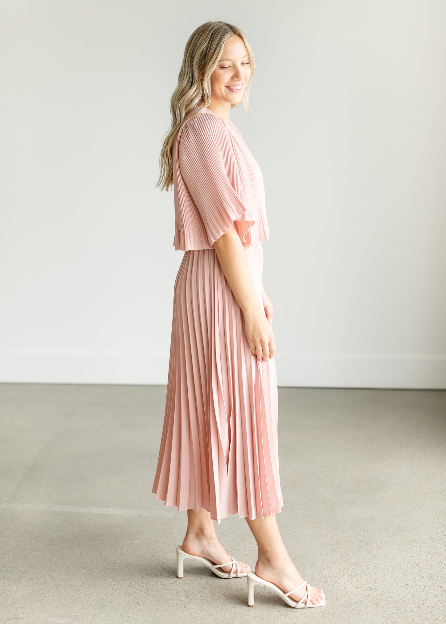 Pleated Blush Maxi Dress FF Dresses