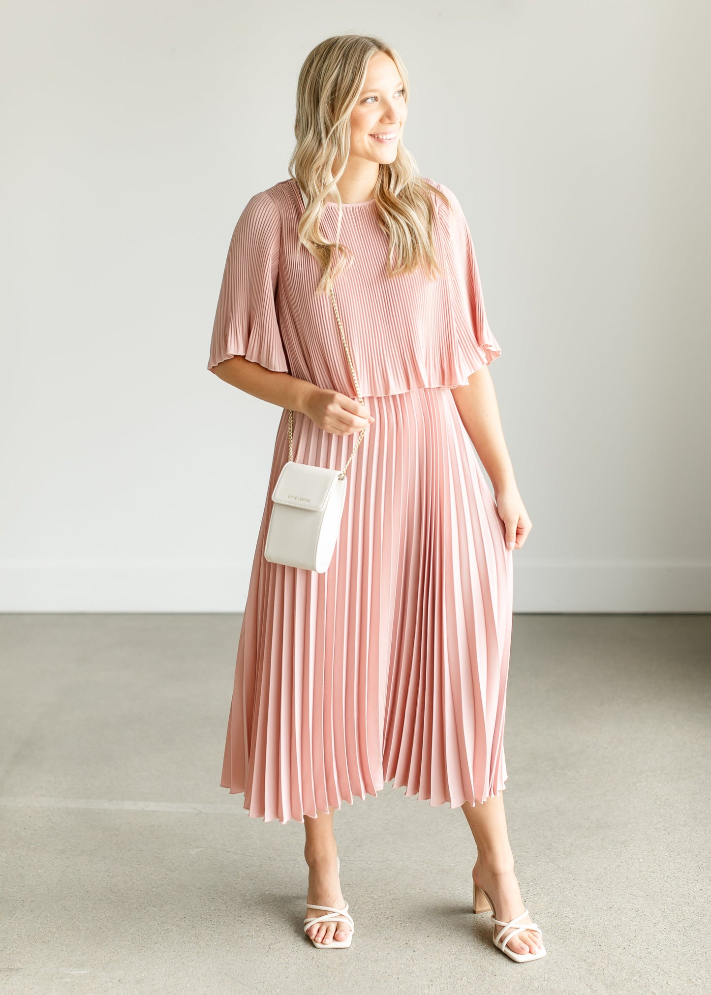 Pleated Blush Maxi Dress FF Dresses