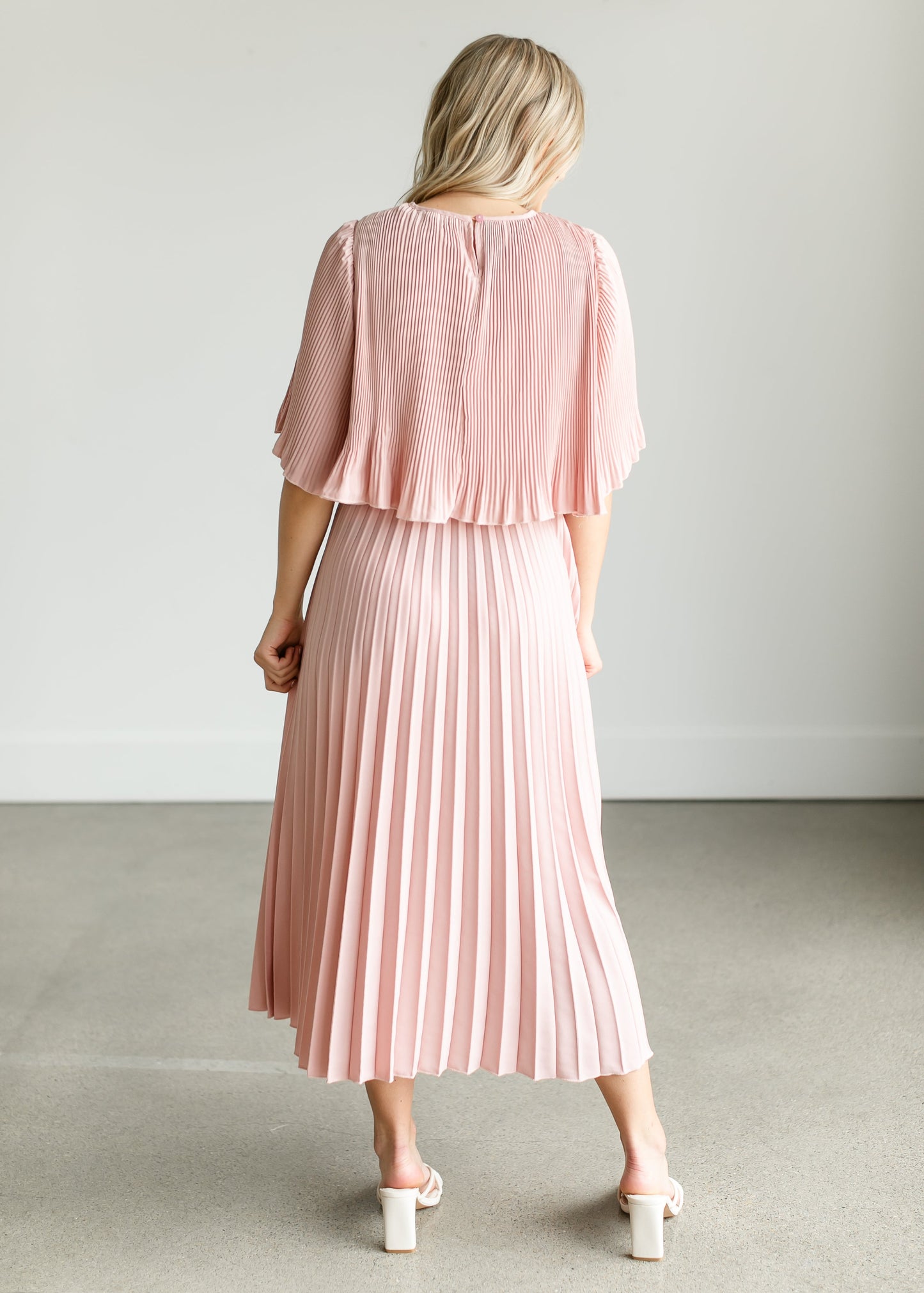 Pleated Blush Maxi Dress FF Dresses