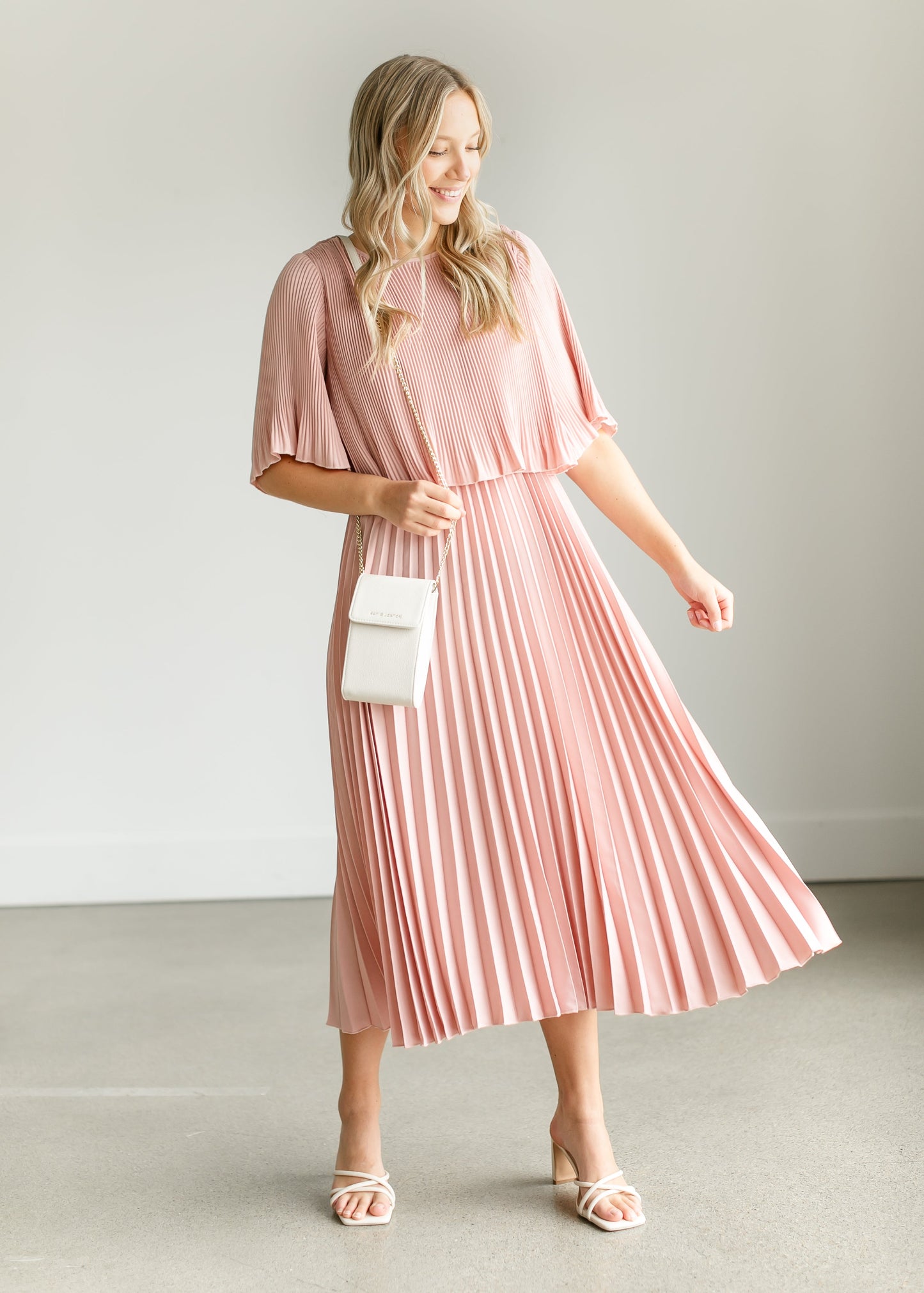 Pleated Blush Maxi Dress FF Dresses
