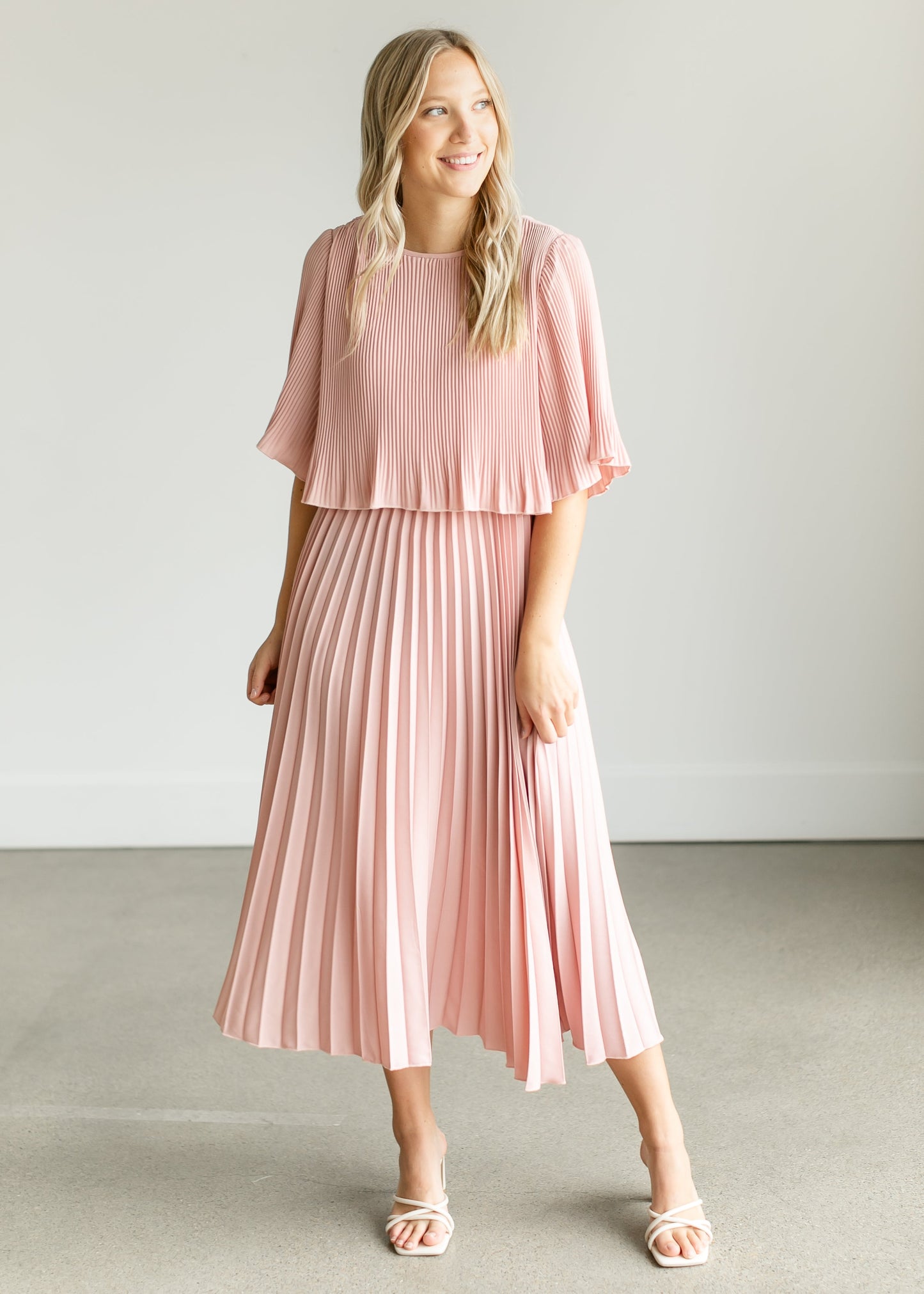 Pleated Blush Maxi Dress FF Dresses S
