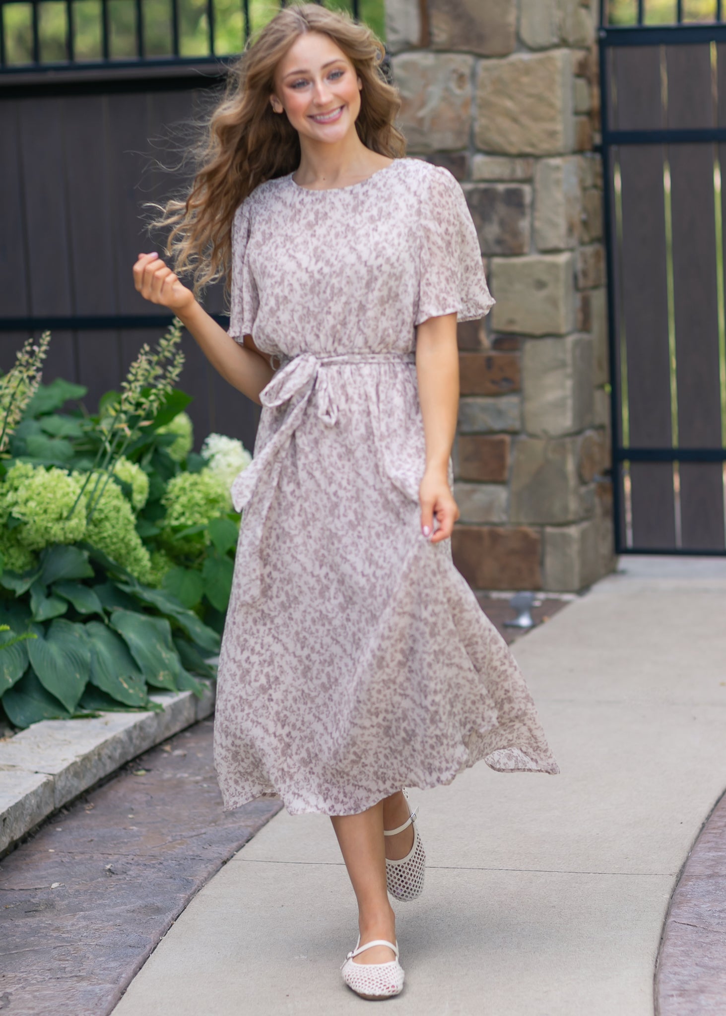 pleated dress sale Mauve Satin Smocked Pleated Midi Dress