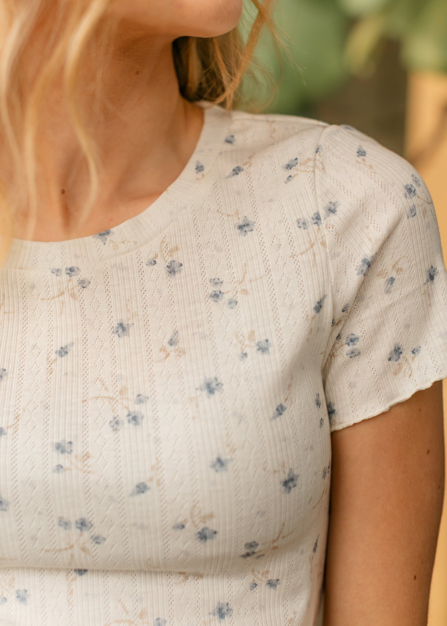 Pointelle Blueberry Bud Top FF Tops