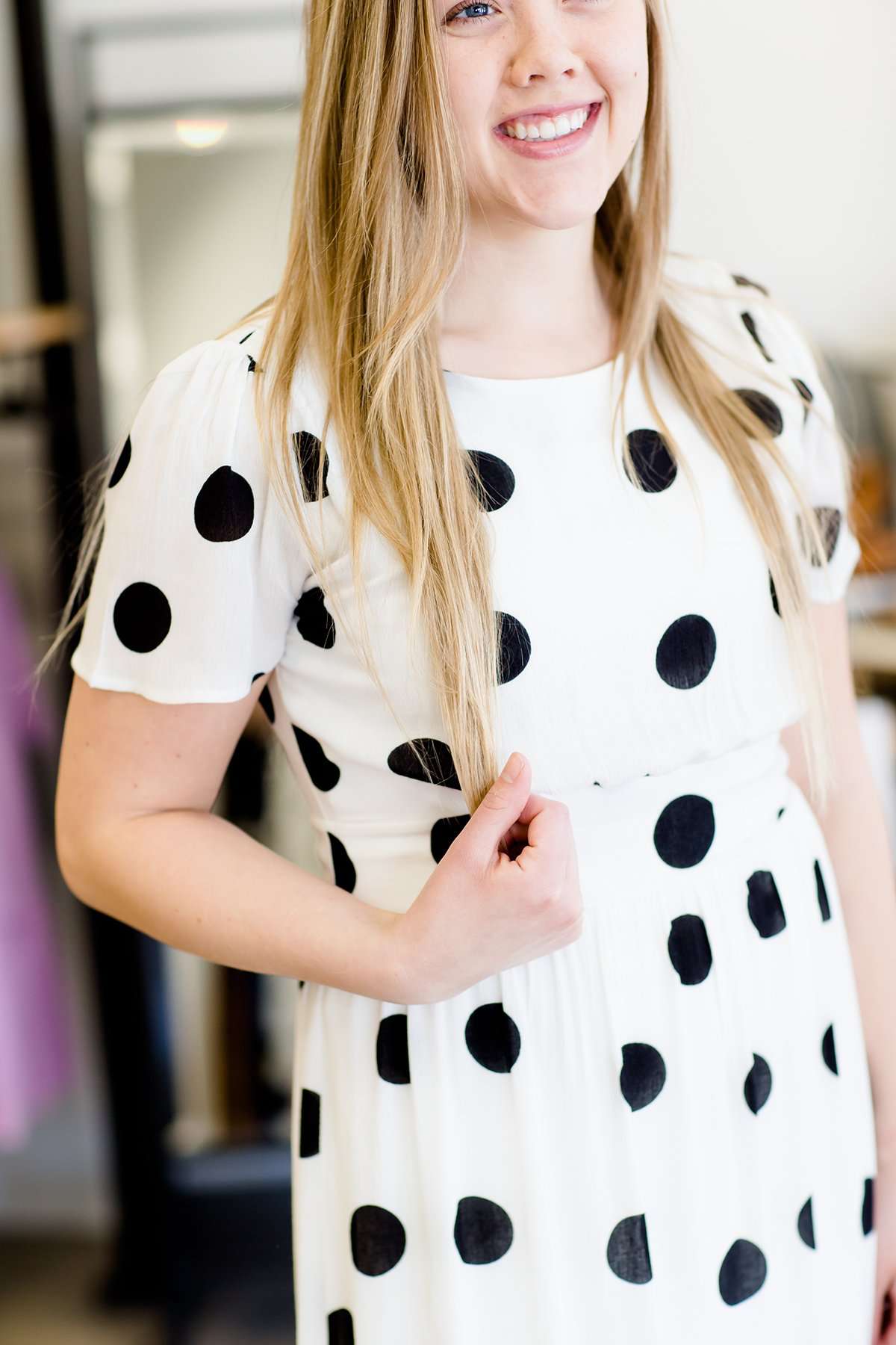 Polka Dot Short Sleeve Midi Dress - FINAL SALE FF Dresses