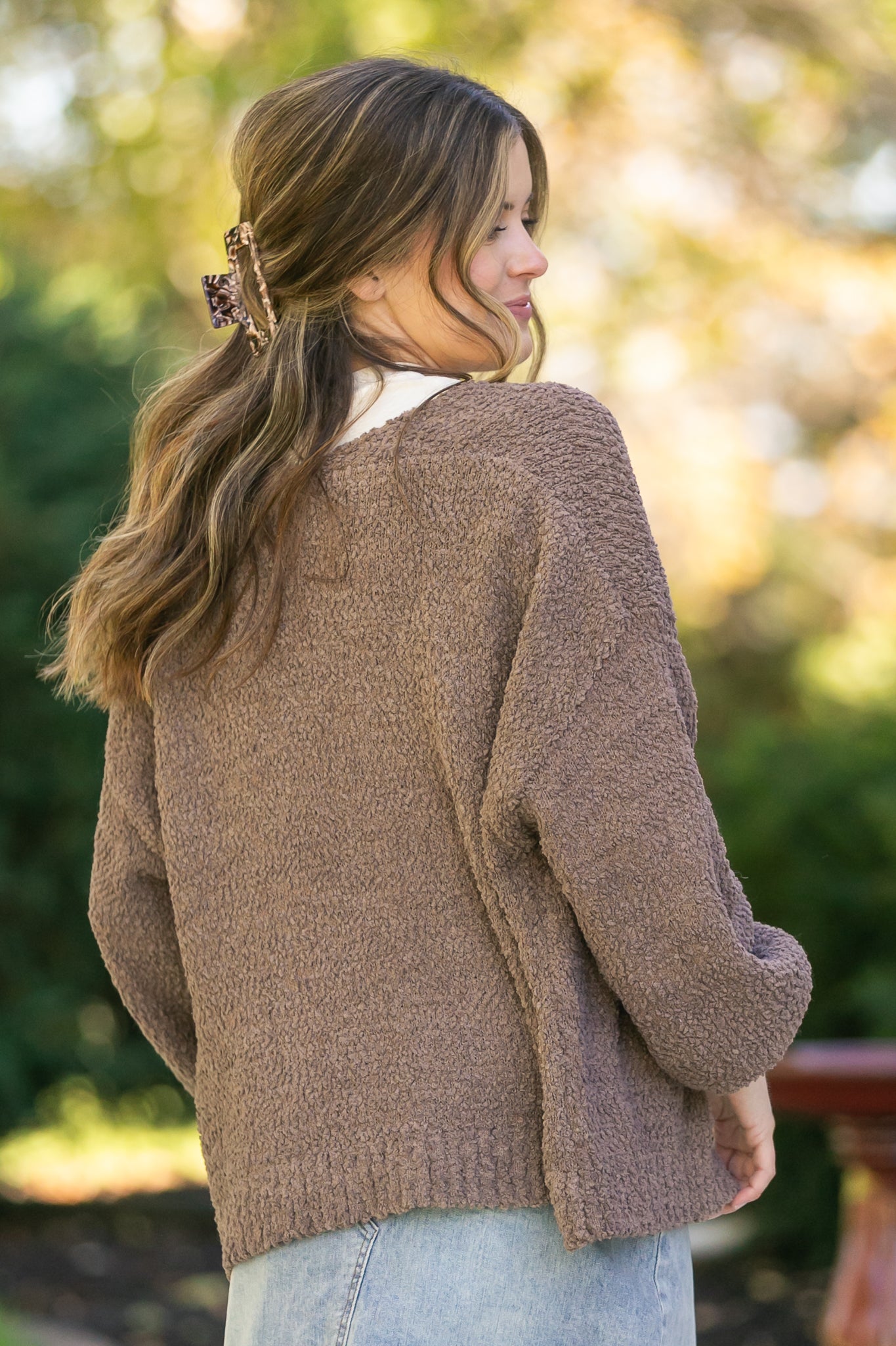 Popcorn Knit Open Front Cardigan FF Layering Essentials