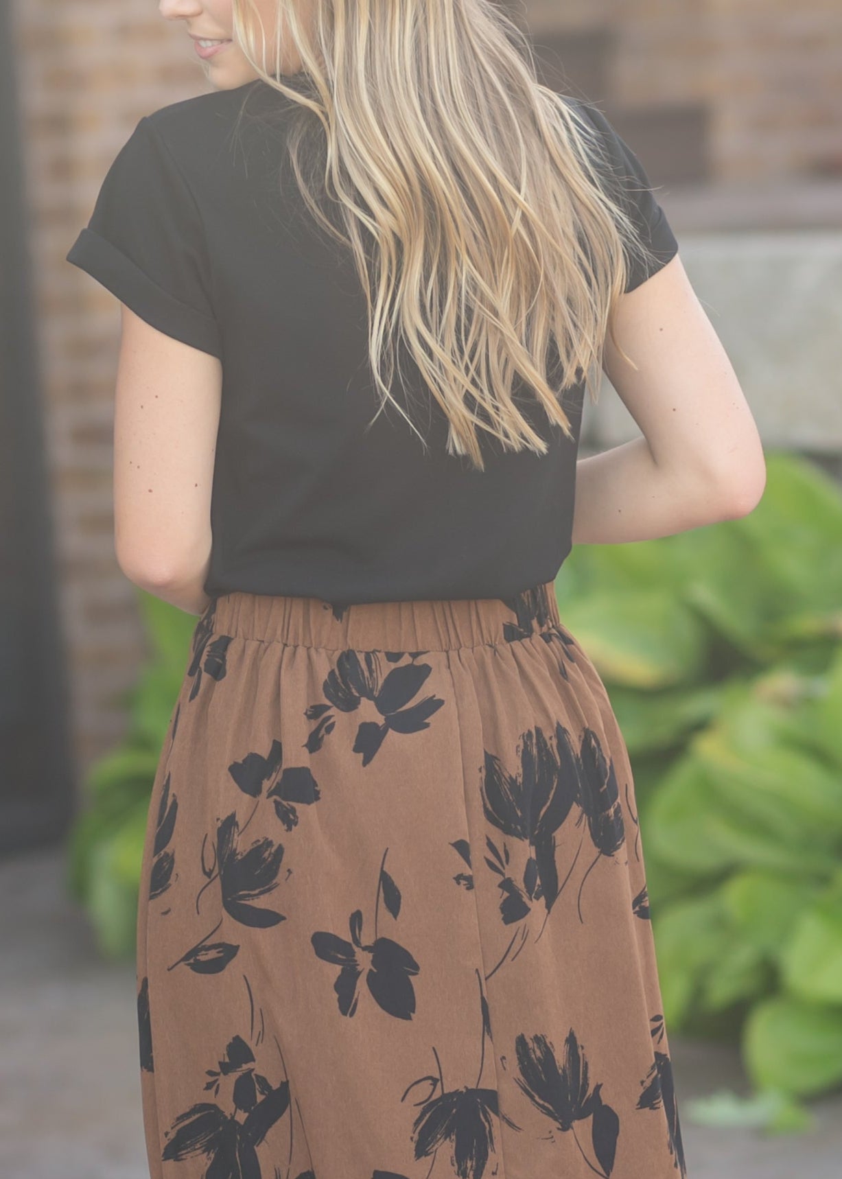 Preorder Braylyn Camel Floral Midi Skirt IC Skirts