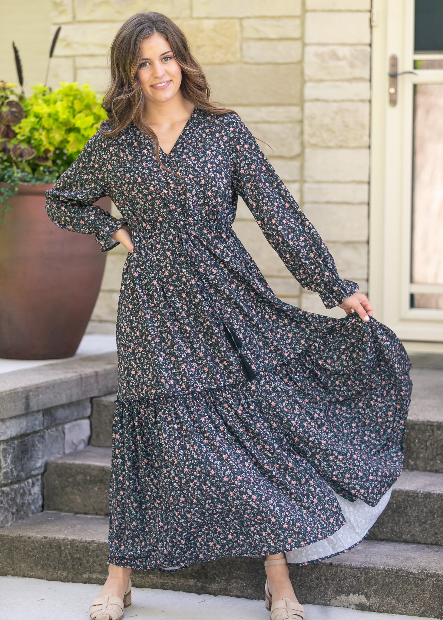 grey floral maxi dress Berylove Women Silver Grey Wedding Party Guest Dress with Slit A Line Floral Embroidery Maxi Dress