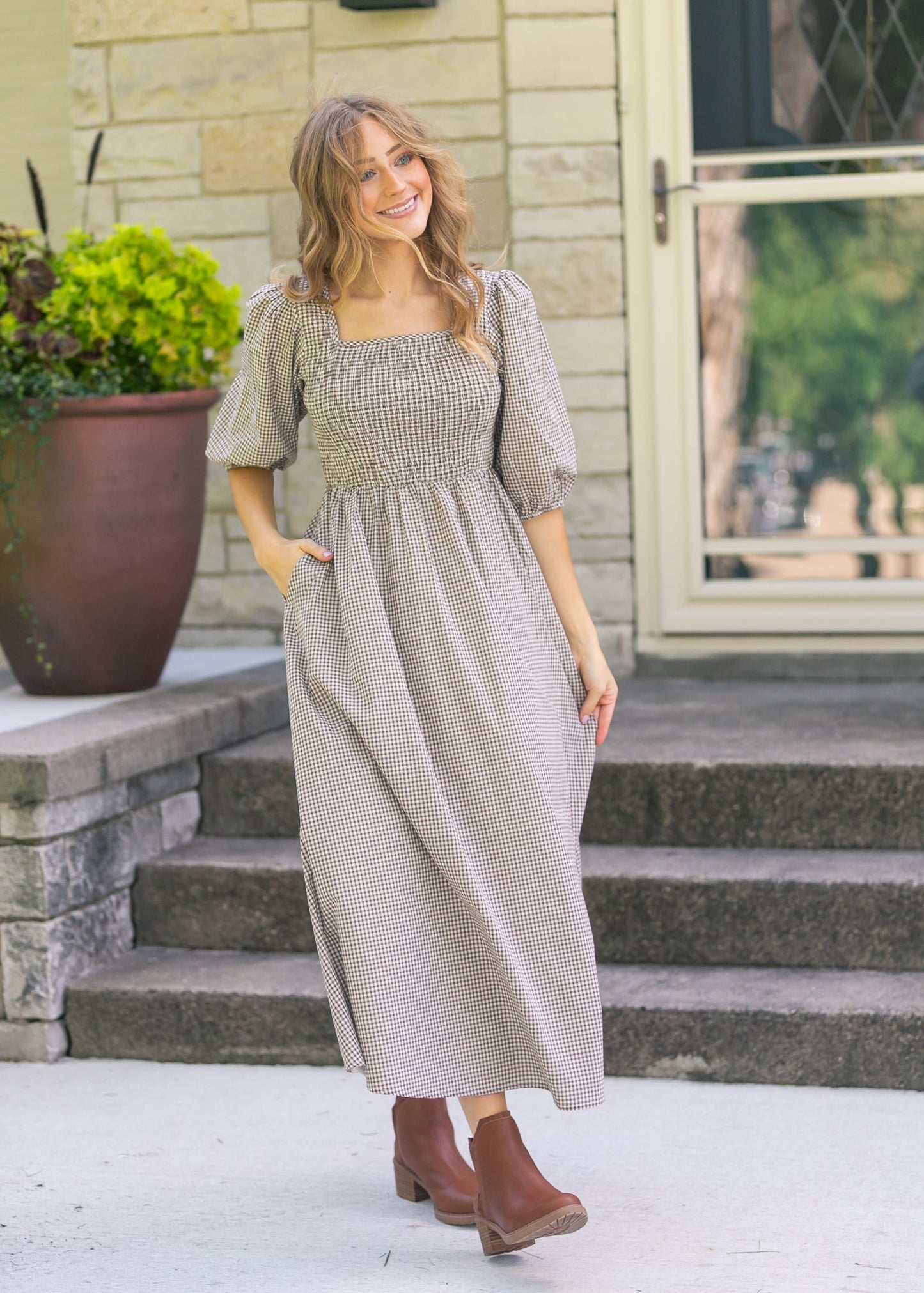 Preorder Kayleen Gingham Maxi Dress IC Dresses