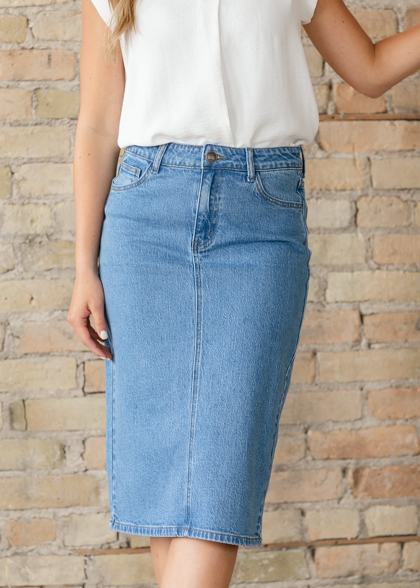 Preorder Remi Denim Classic Wash Midi Skirt IC Skirts