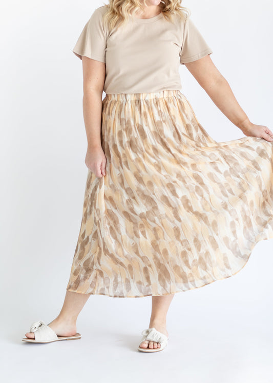 Printed A-line Lined Maxi Skirt FF Skirts