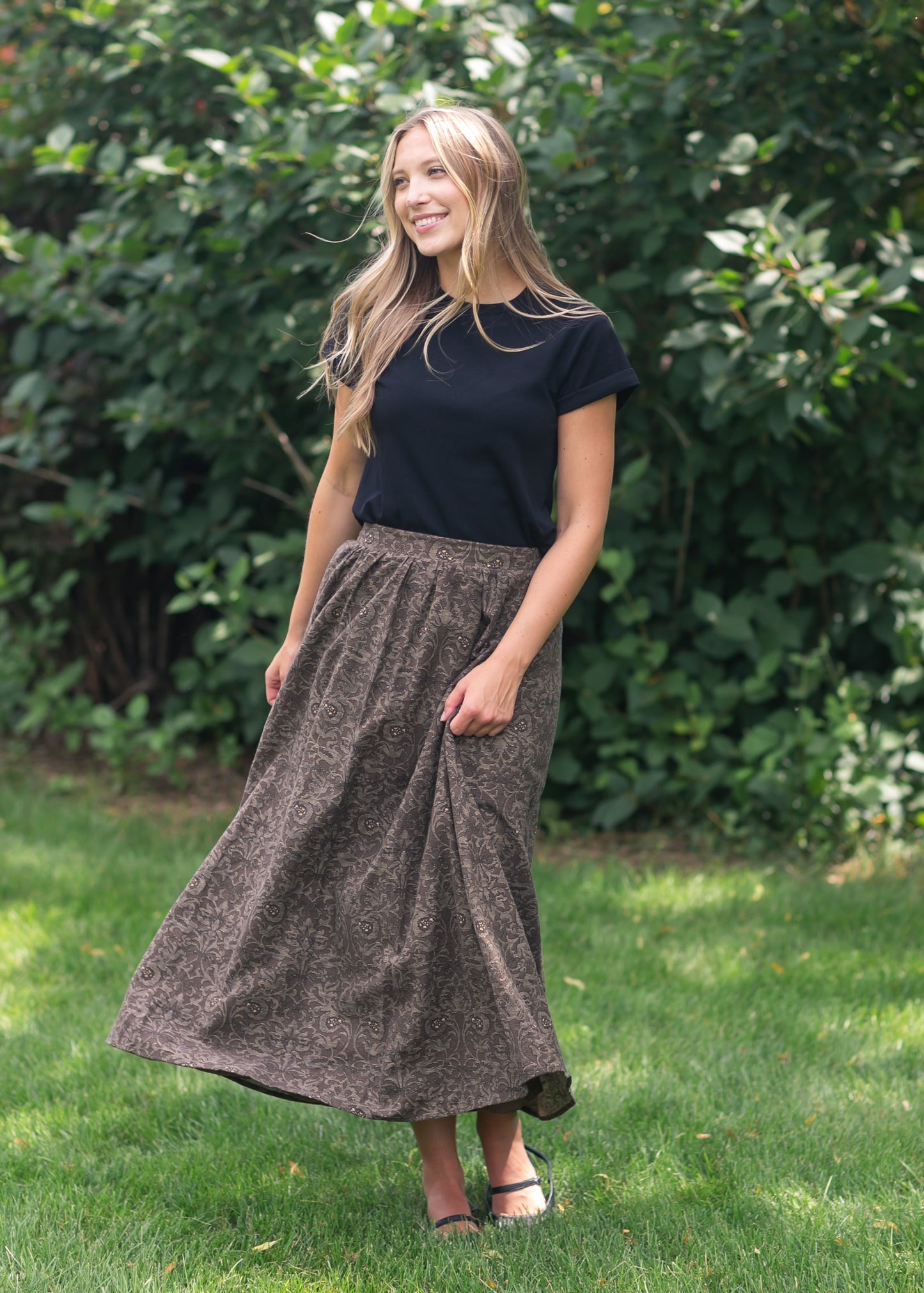Printed Brown Midi Skirt FF Skirts