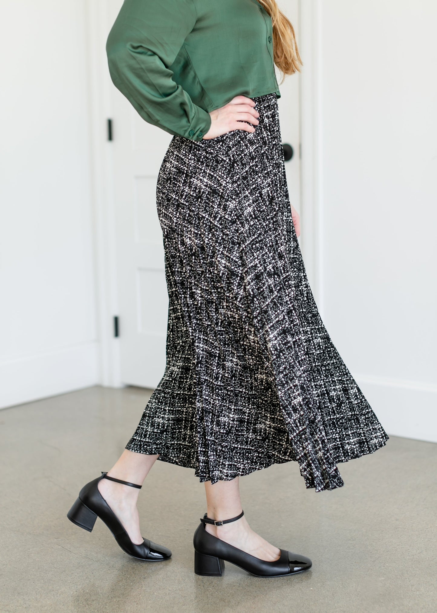 Printed Pleated Midi Skirt FF Skirts