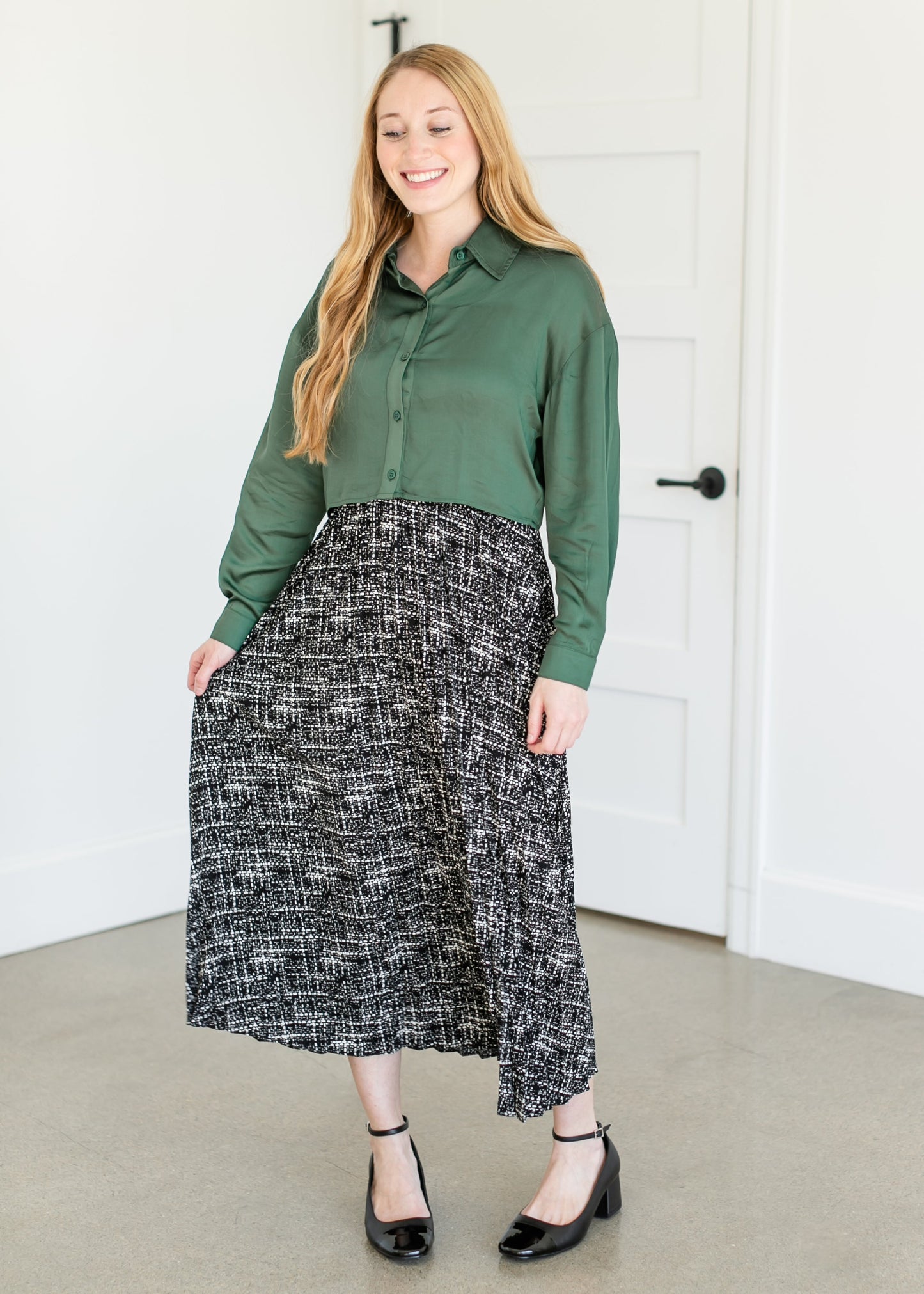 Printed Pleated Midi Skirt FF Skirts