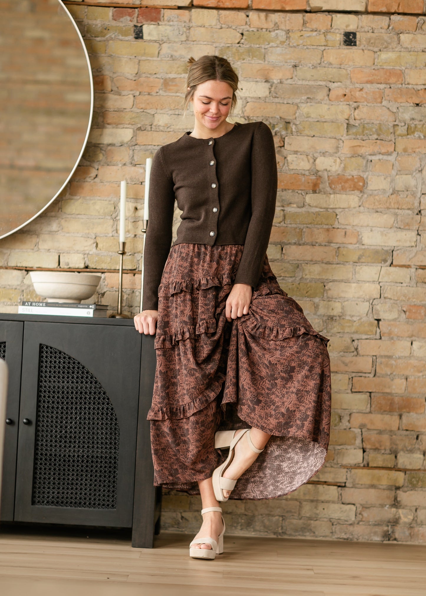 Printed Vintage Floral Tiered Maxi Skirt FF Skirts