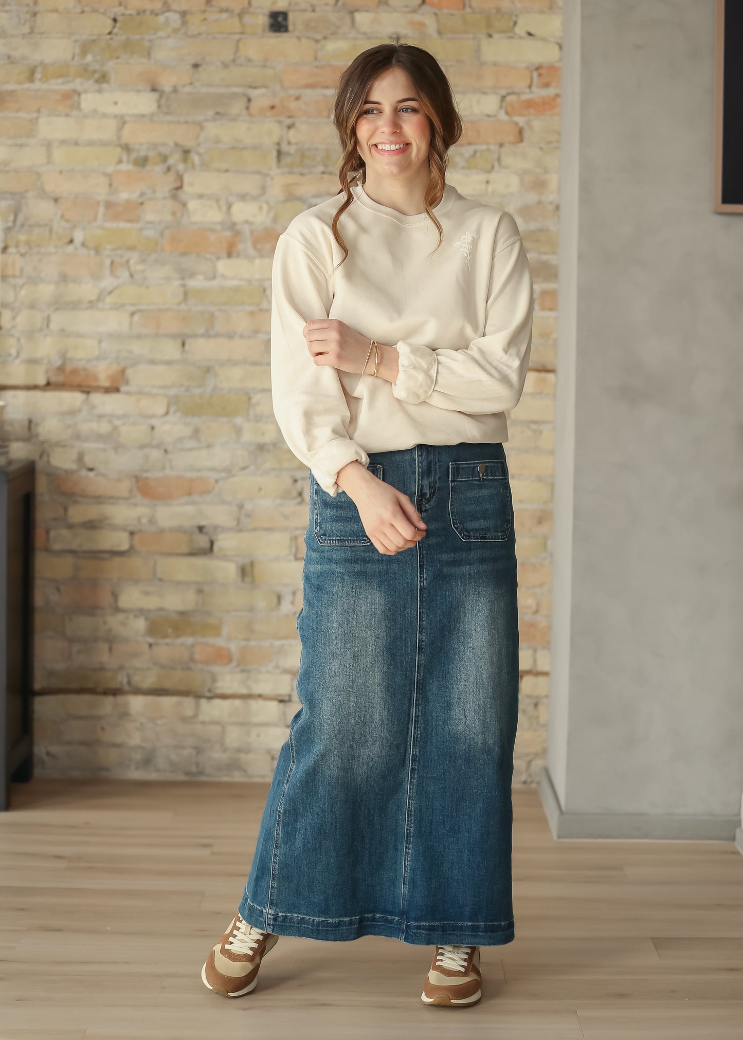 Puff Flower Cross Pullover Sweatshirt FF Tops