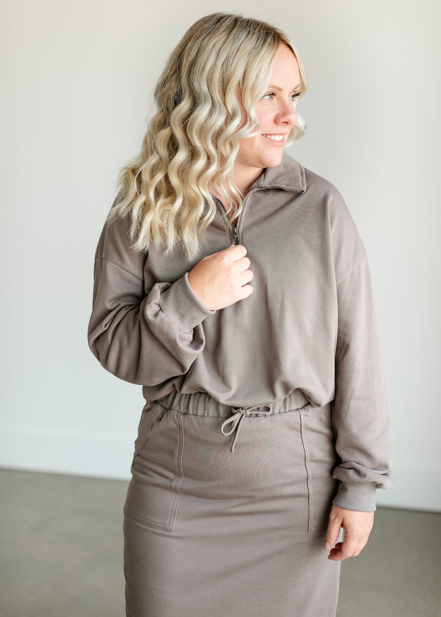 Quarter Zip French Terry Sweatshirt FF Tops Gray / S