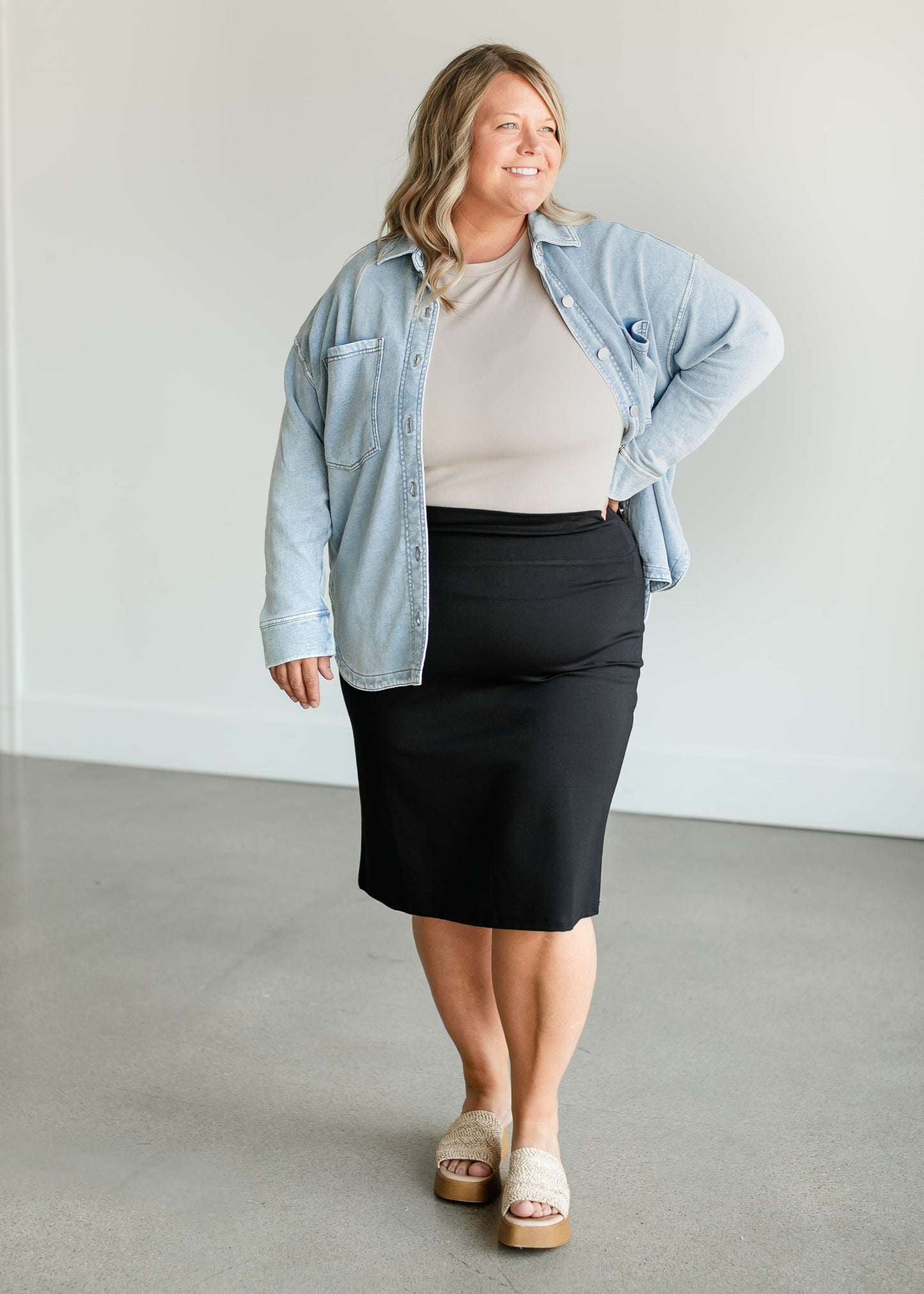 Quinn Black Knit Midi Skirt IC Skirts