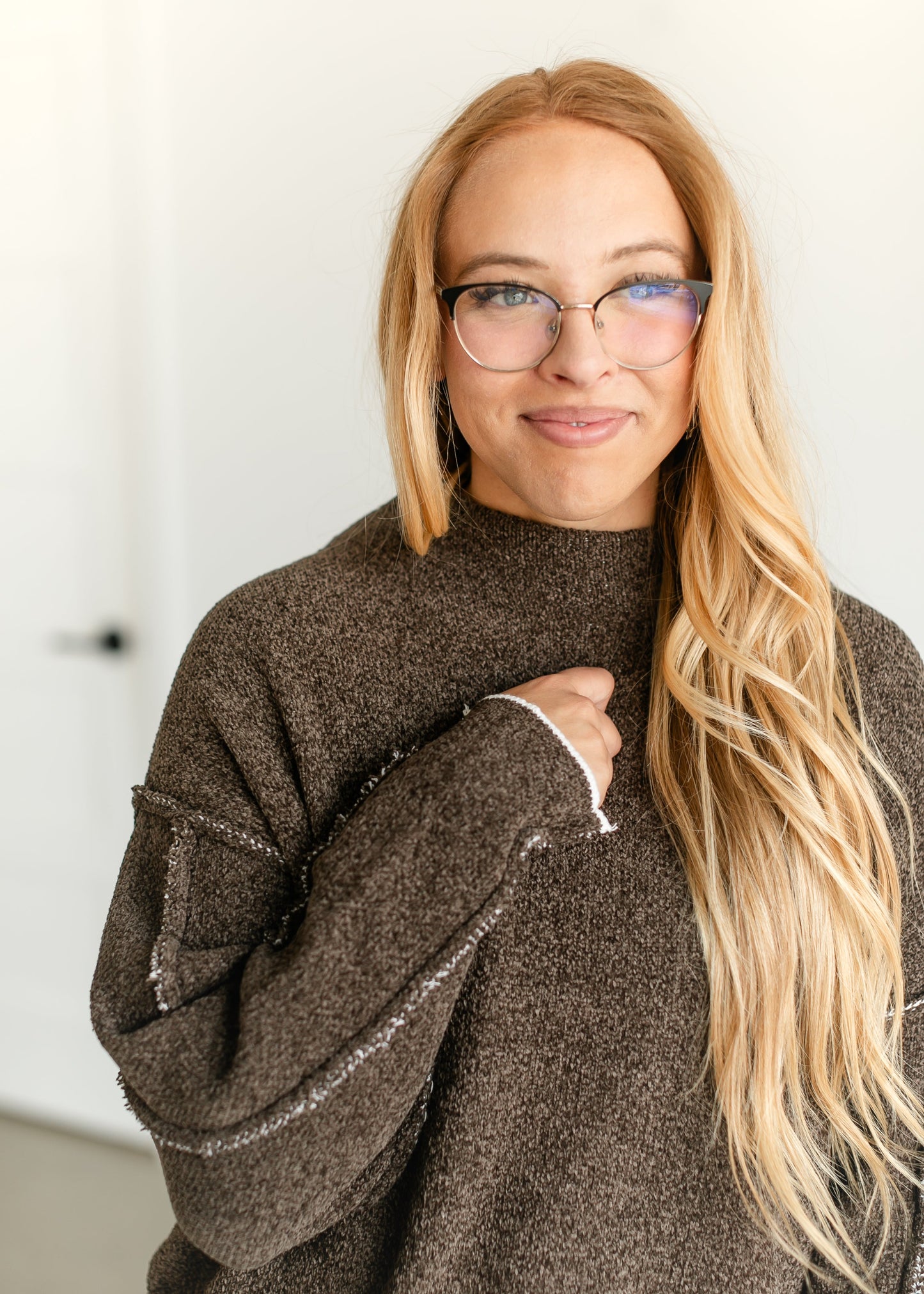 Raw Edge Long Sleeve Sweater FF Tops