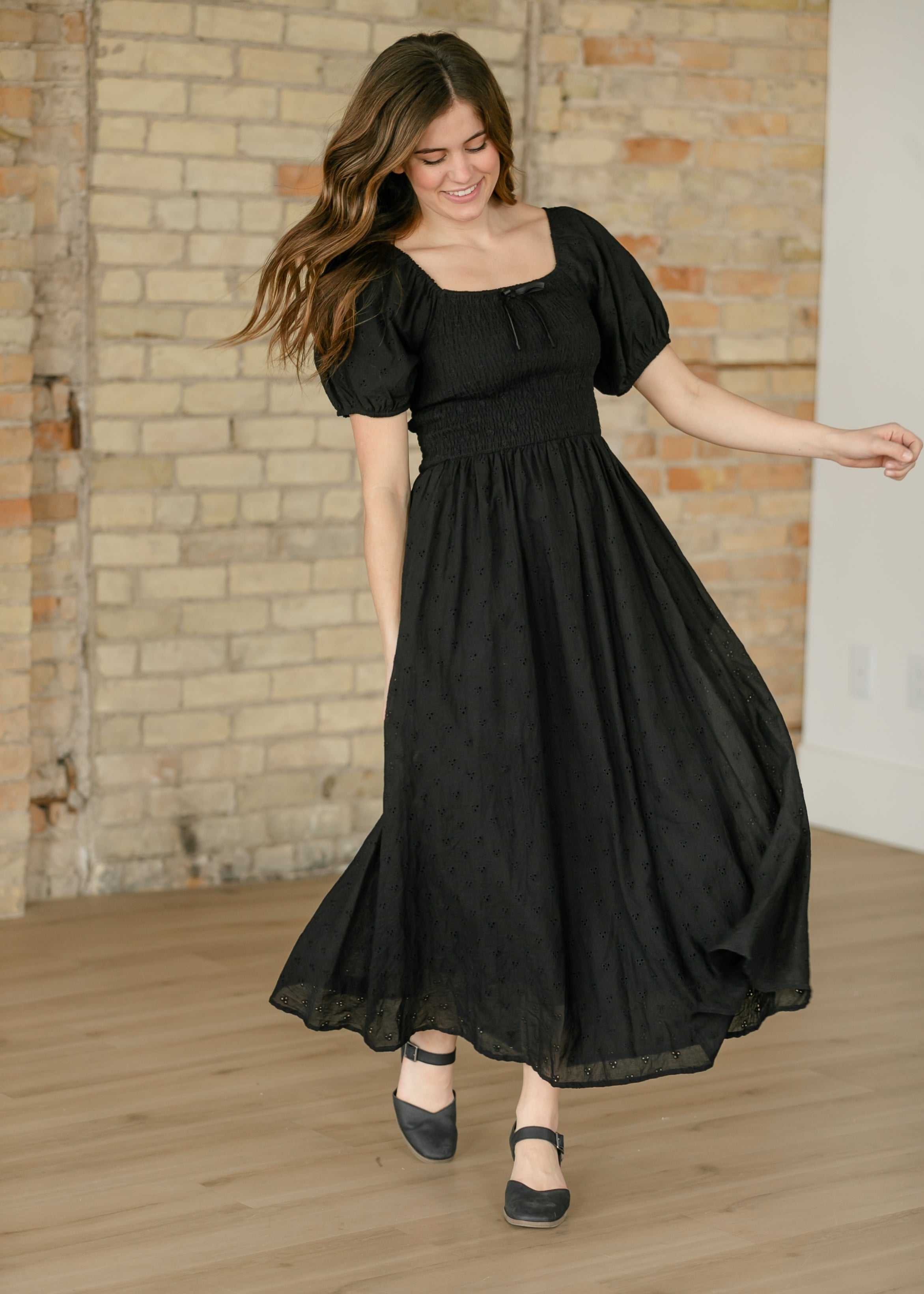 Rayna Black Eyelet Maxi Dress, X Large