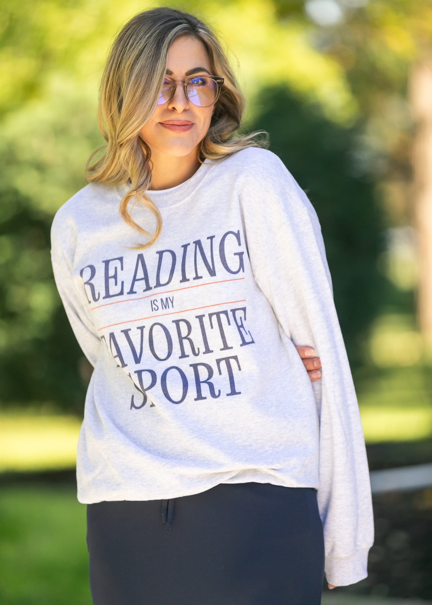 Reading Is My Favorite Sport Graphic Sweatshirt FF Tops