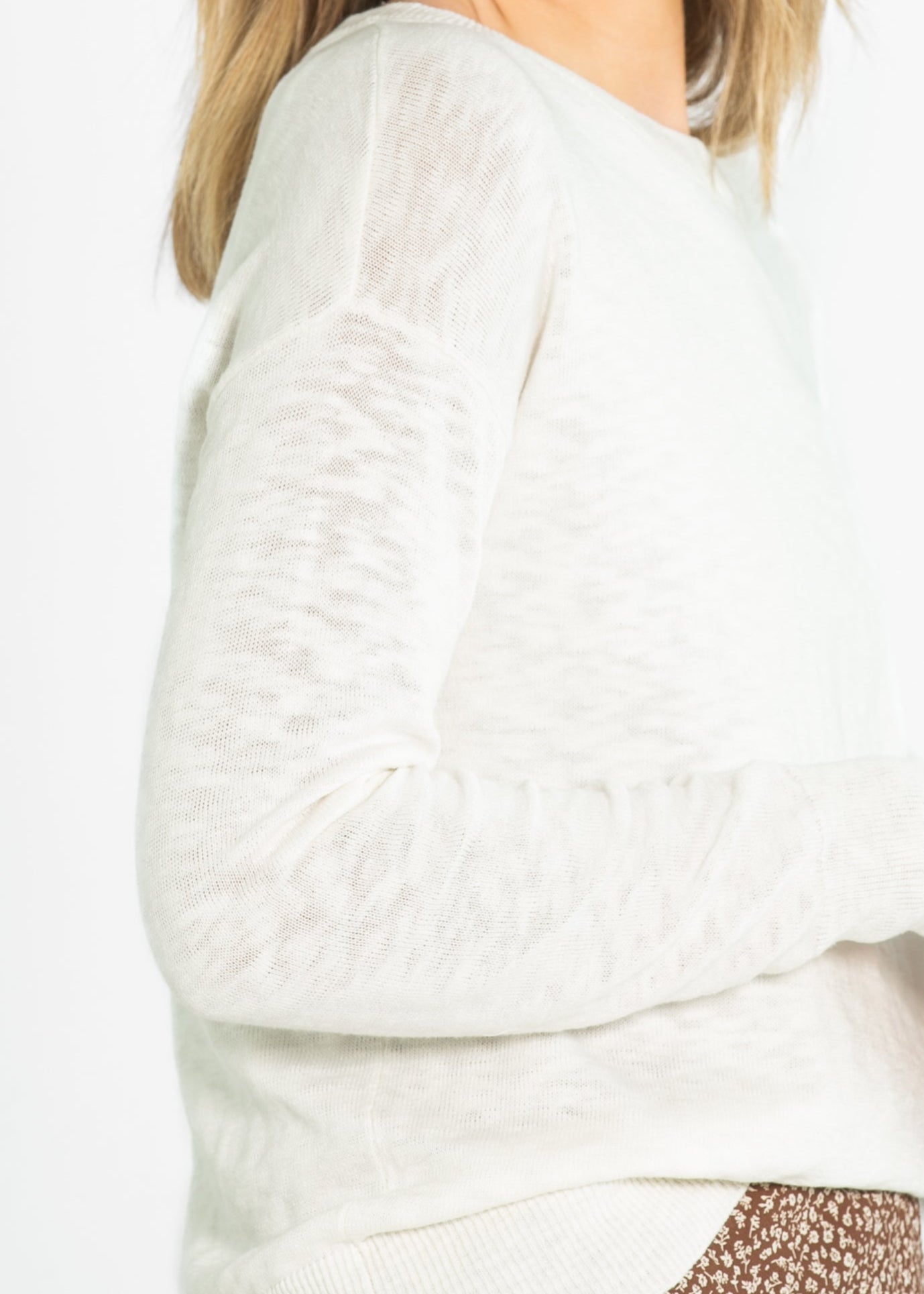 Relaxed Fit Cotton Slub Sweater FF Tops
