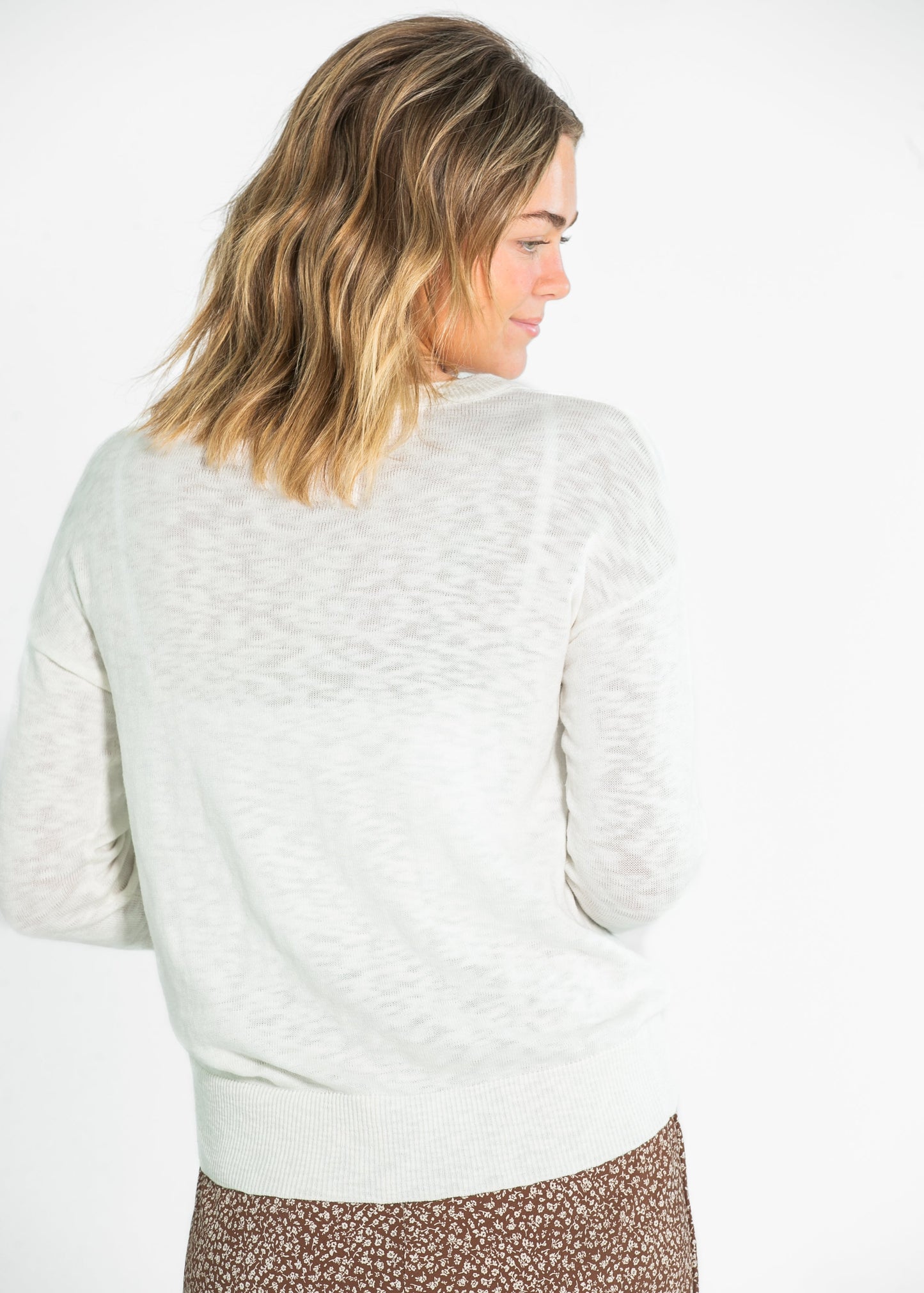 Relaxed Fit Cotton Slub Sweater FF Tops