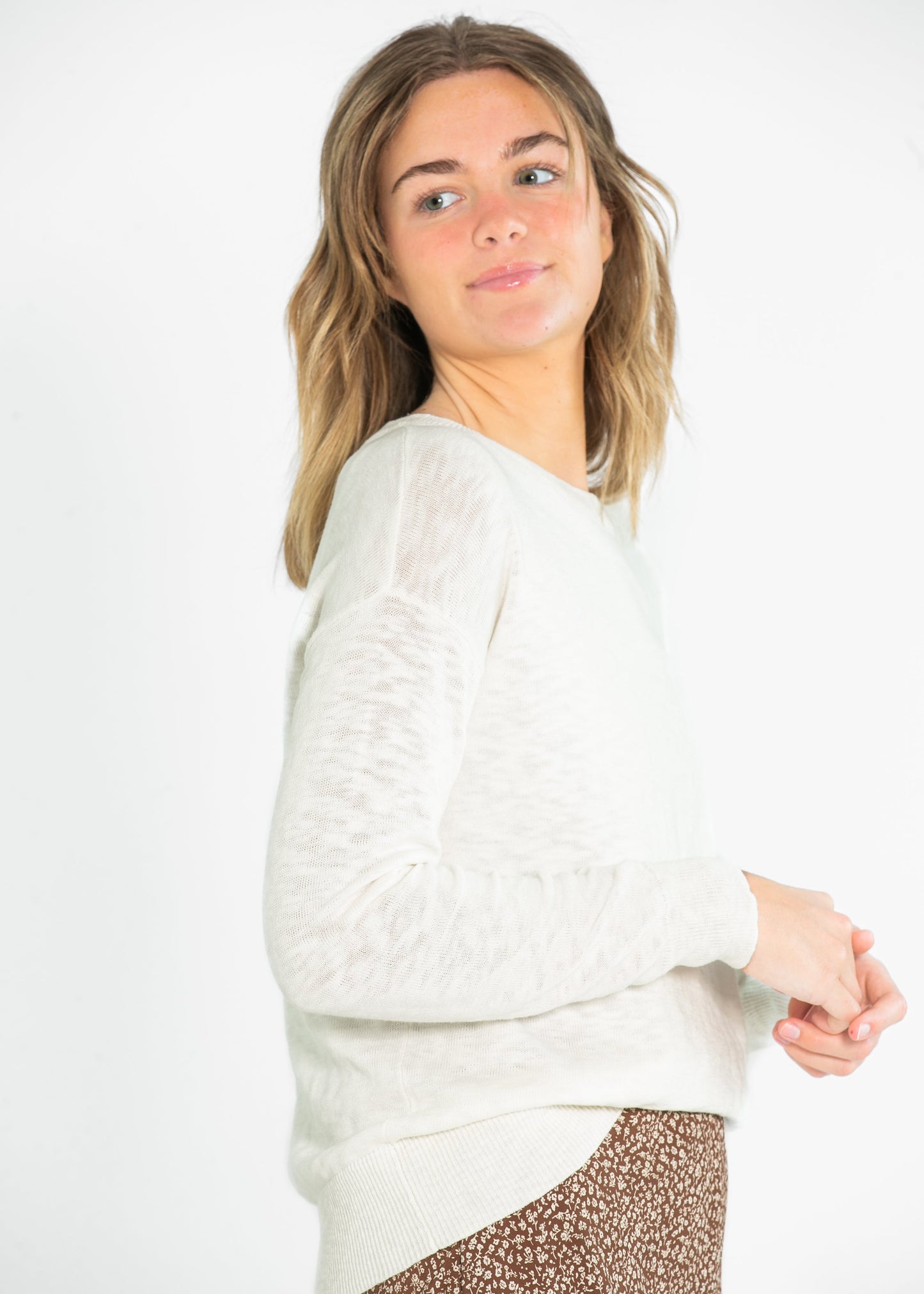 Relaxed Fit Cotton Slub Sweater FF Tops