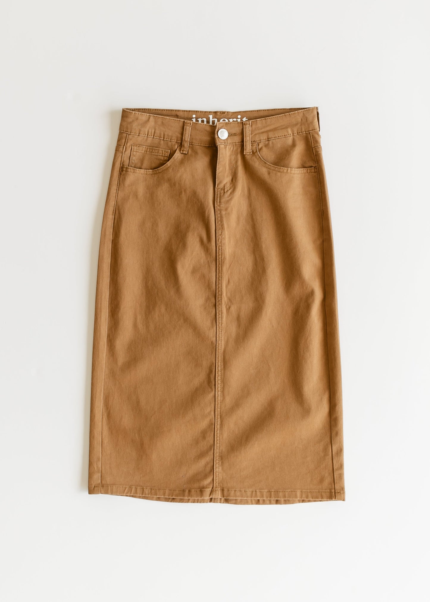 Remi Toasted Coconut Denim Midi Skirt IC Skirts